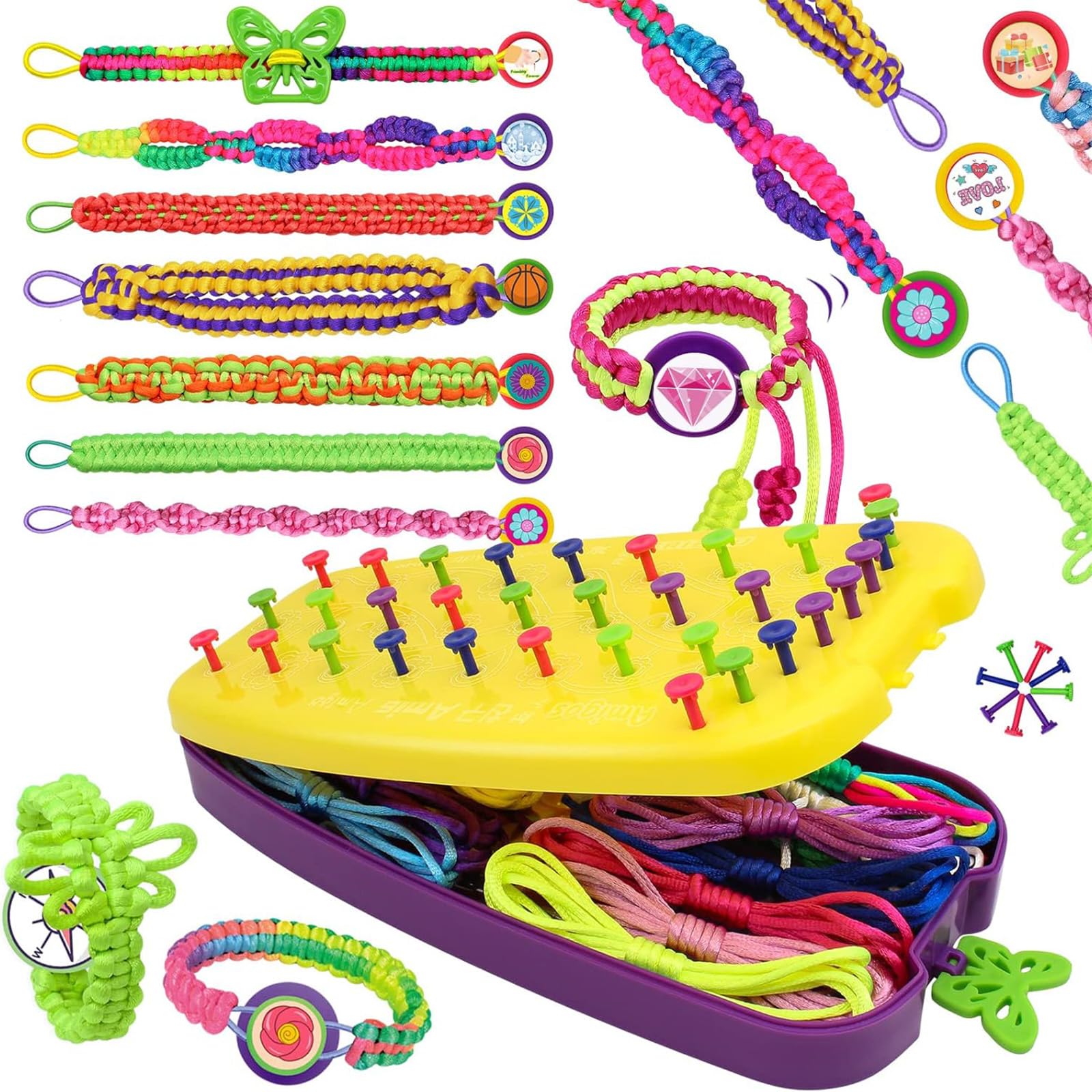 Friendship Bracelet Making Kit, Arts and Crafts Toys Kids DIY Creative String Bracelet, Craft Kits for Girl Boy Age 6 7 8 9 10 11 12 Year Old, Christmas Birthday Party Gifts Travel Activity Set