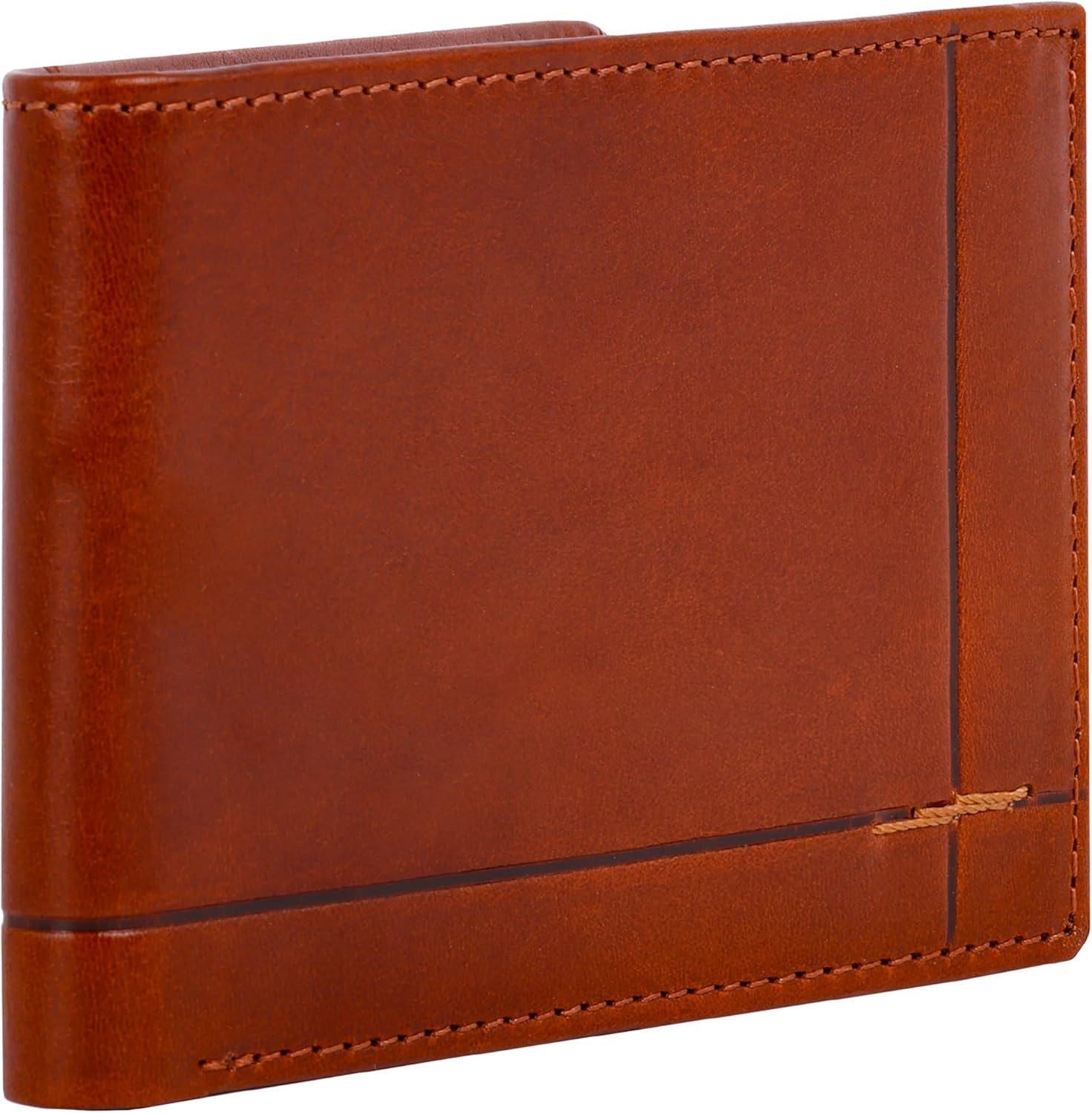 Time Resistance Leather Wallet – Italian Handmade Minimalist Billfold for Cards and Cash – Slim Full-Grain Leather Wallet (Cognac)