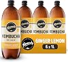 Remedy Kombucha Tea - Ginger Lemon - Sparkling Live Cultured, Naturally Sugar Free Soft Drink - Probiotic for Gut Health - 6 x 1L Case Bottles