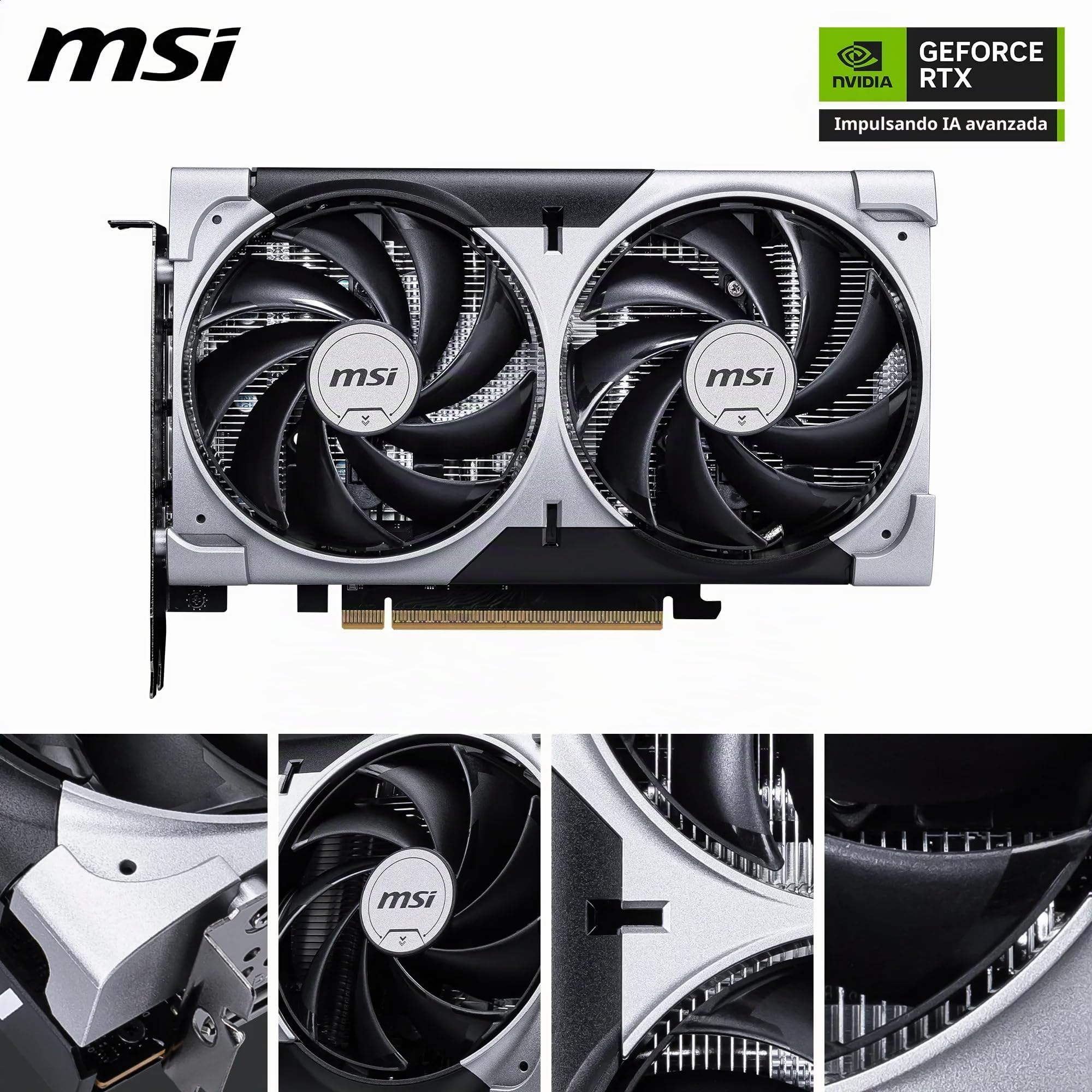 MSI GeForce RTX™ 5060 8G Ventus 2X OC, Tarjeta gráfica - NVIDIA RTX 5060, 8G GDDR7, 28 Gbps, PCI Gen 5, Negra