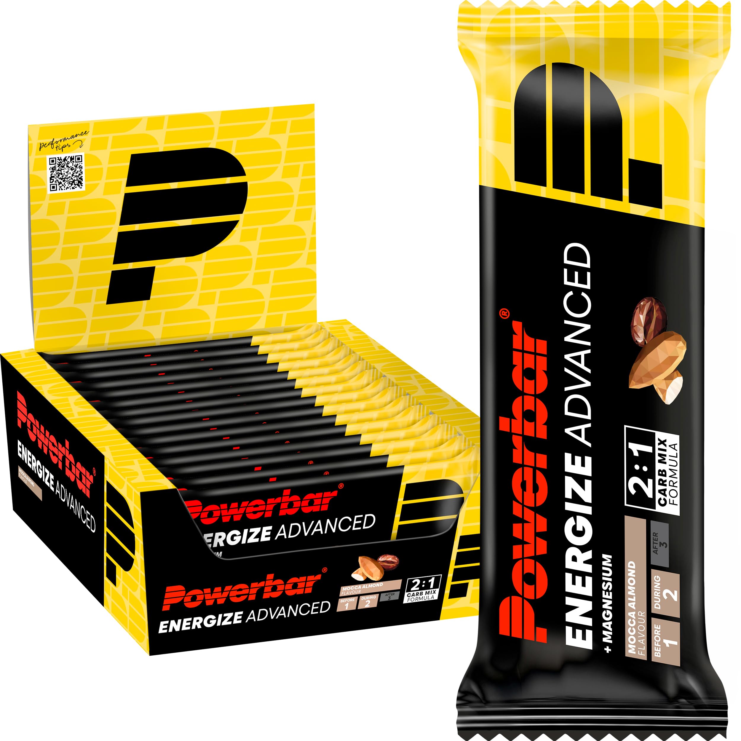 Powerbar - Energize Advanced - Mocca Almond - 15x55g - High Carb Energieriegel - Magnesium&Natrium