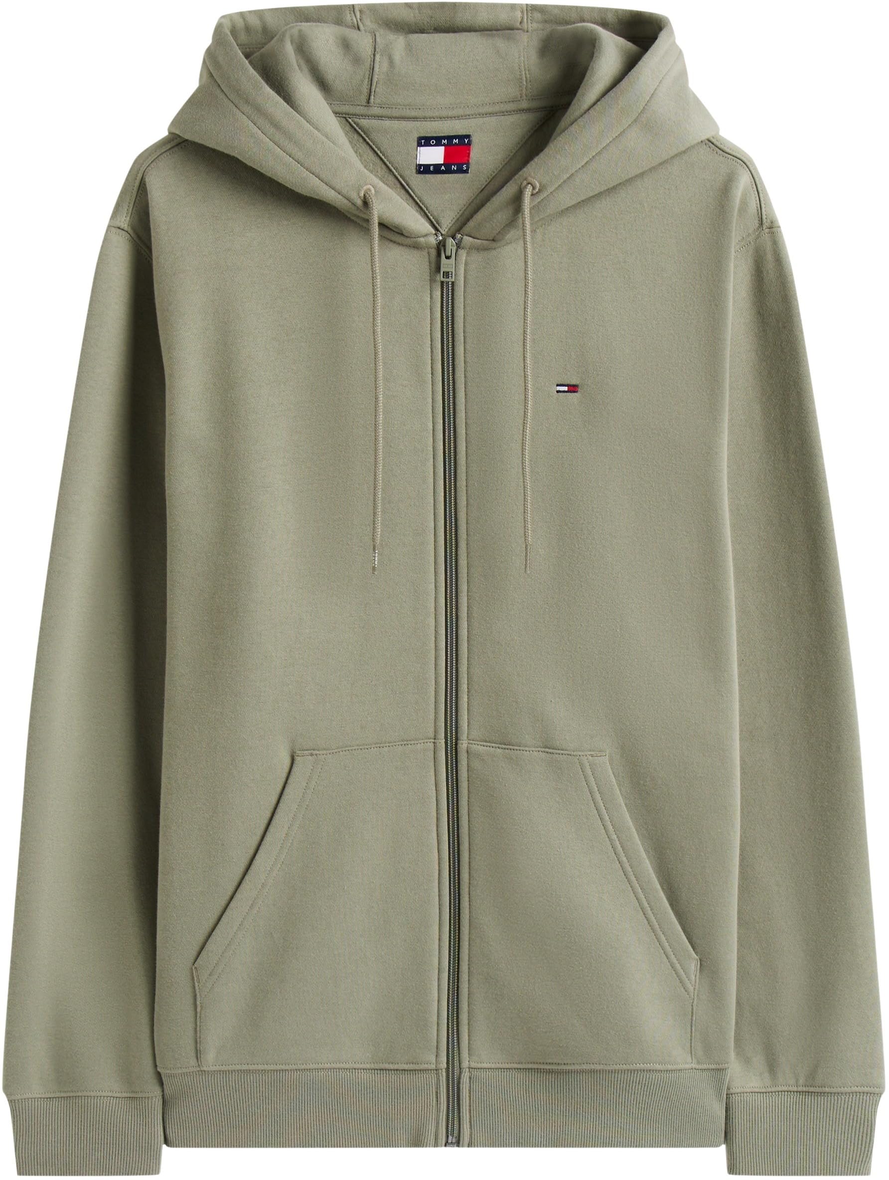 Tommy Jeans Uomo Felpa con Zip Flag Zip Thru con Cappuccio