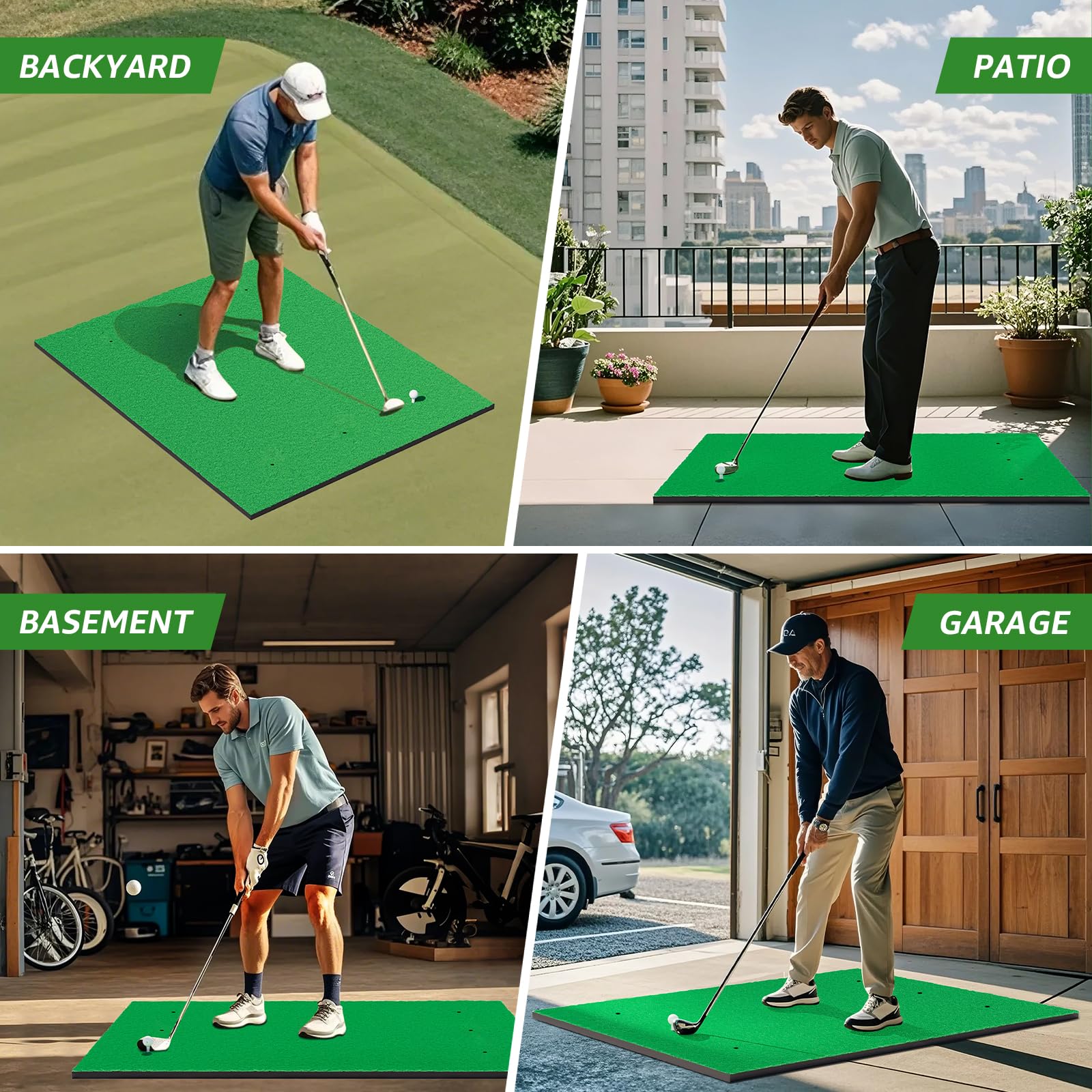 XDriveMax Golfschlagmatte, 152 x 122 cm, Golfschwung-Trainingsmatte, Chipping-Matte, Kunstrasen für drinnen und draußen, inklusive 3 Gummi-Tees für Herren/Jungen und Golfer