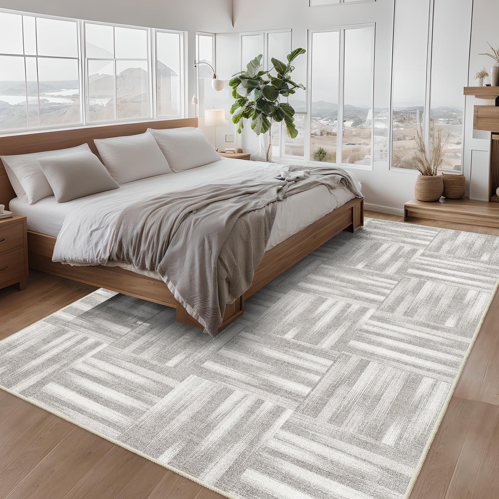 Vamcheer Alfombra Salon Modernas Lavable - Alfombras de Salon Pelo Corto Grande Alfombras de área Alfombra Sala Suave Antideslizante para Habitacion Dormitorio Comedor 160x230 Gris