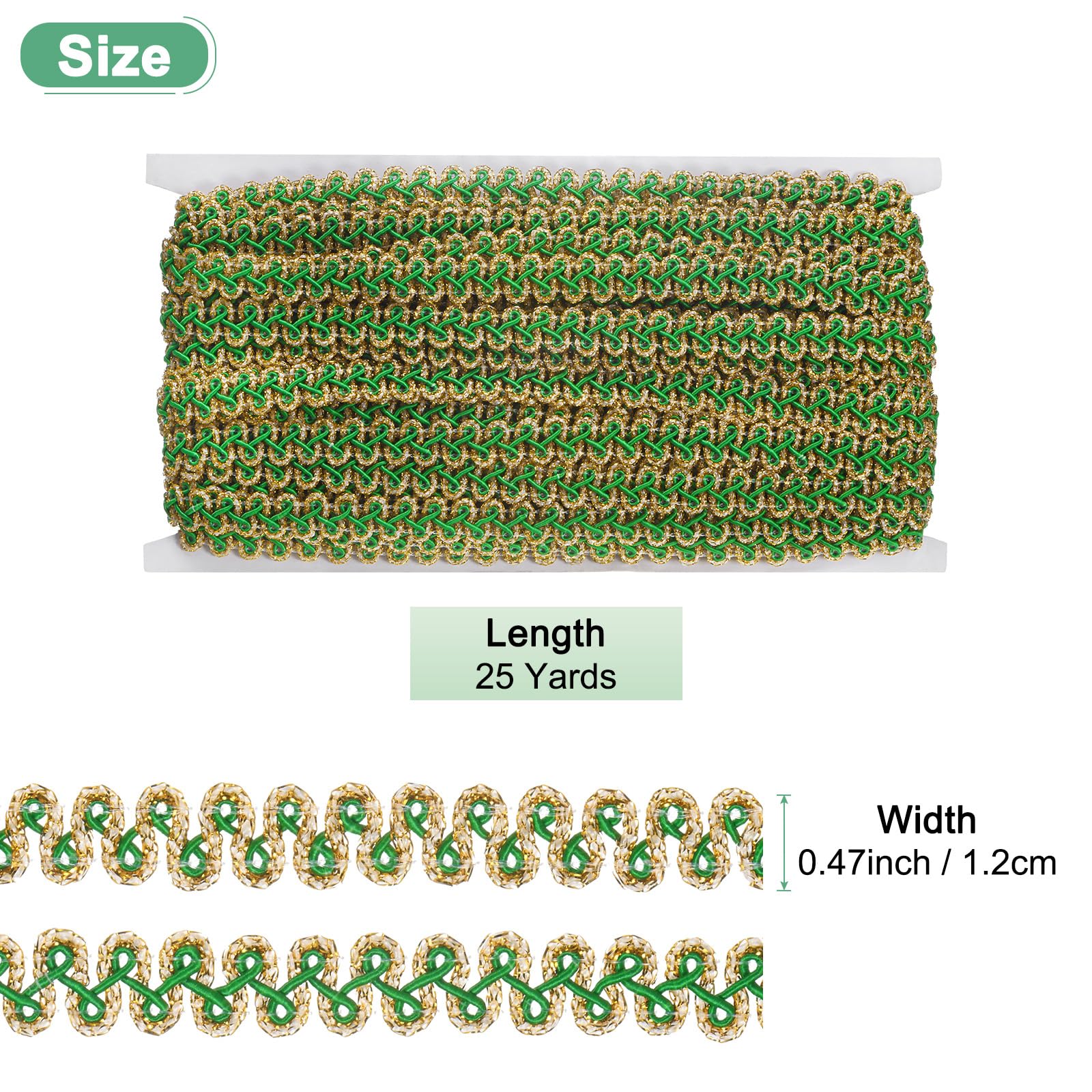 Galon Dentelle M METERXITY Galons En Gimp, 1/2 Pouce 12 Cm X 25 Yards Galon Tissé En Galon Doré