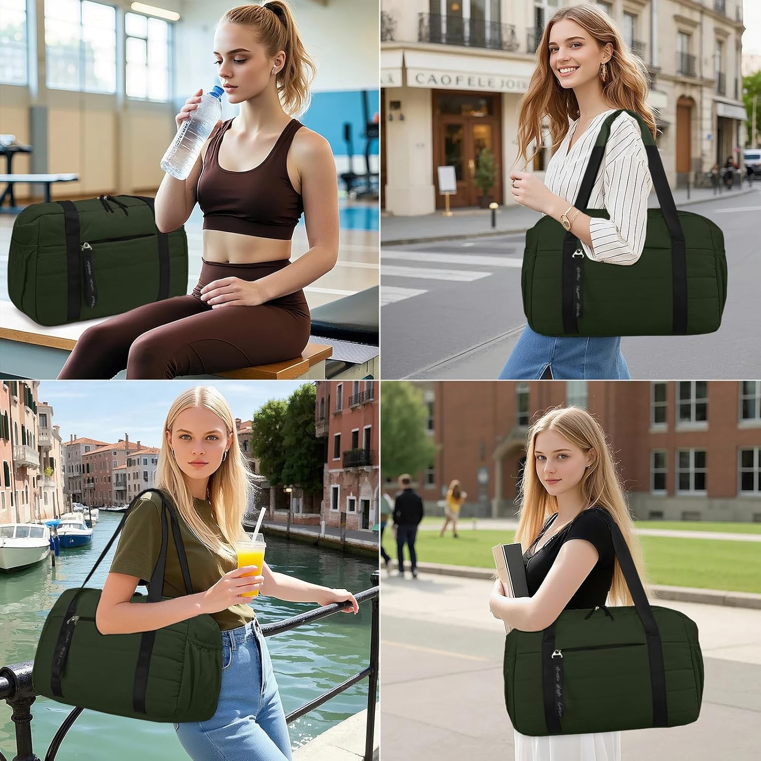 Tote Bag for Women Lightweight Quilted Puffy, Everyday Shoulder Bag Holds 15.6 Inch Laptop for Work Travel Gym - Image 7