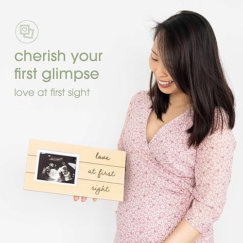 Miniatura 3 de Pearhead Love At First Sight - Marco de fotos de madera para sonogramas, marco de anuncio de embarazo con ultrasonido, decoración ideal para