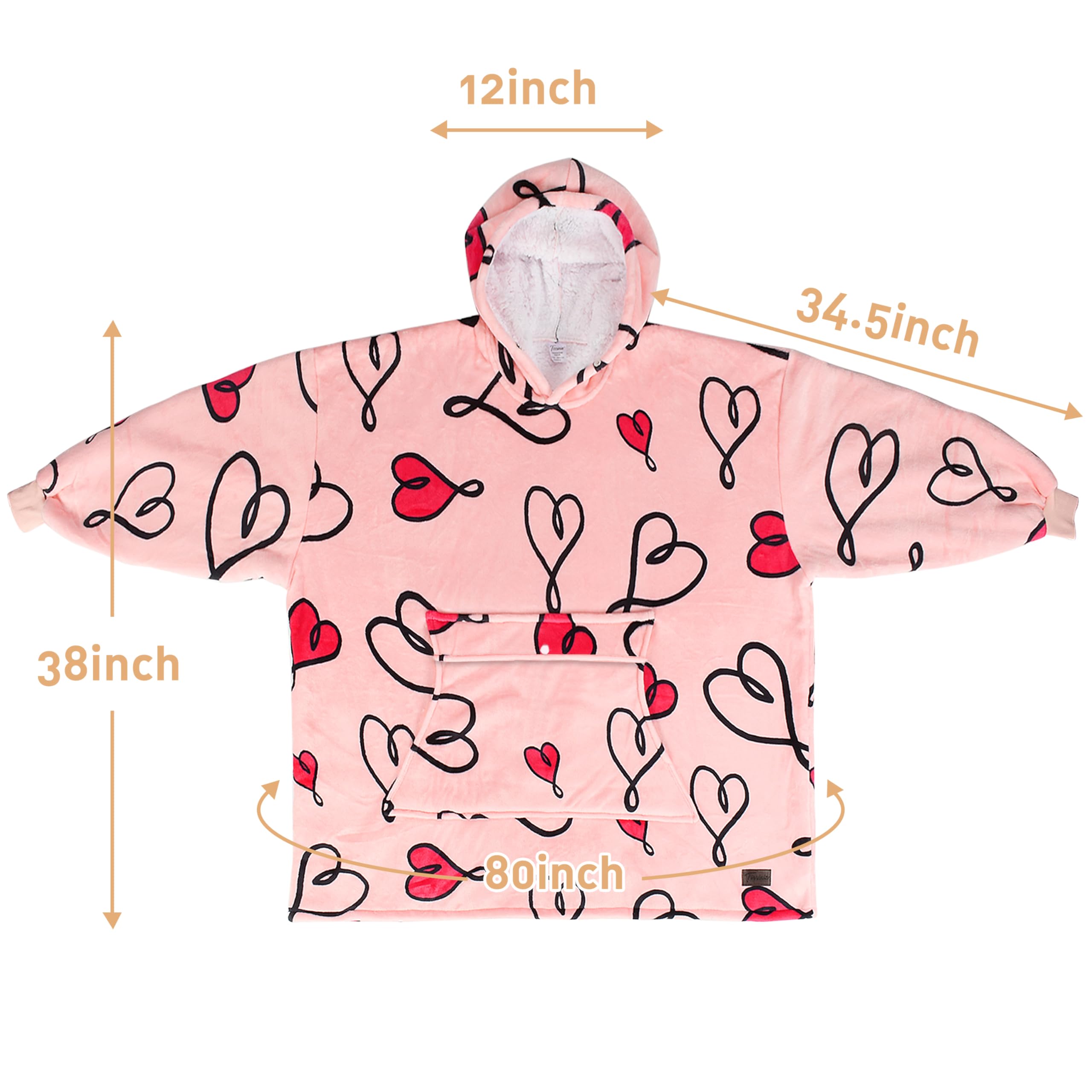 Catalonia Oversized Blanket Hoodie Sweatshirt, Wearable Sherpa Lounging Pullover for Adults Women Men