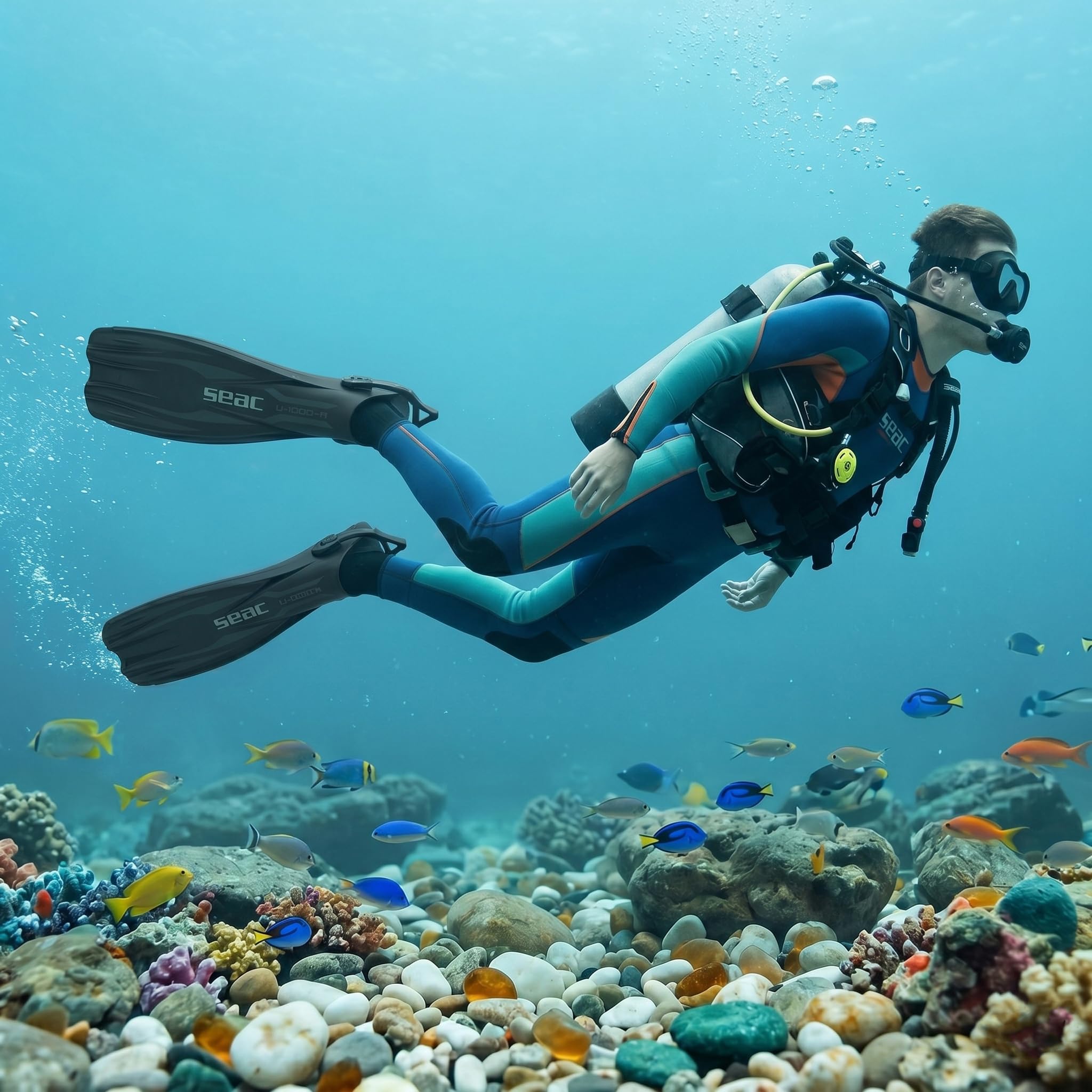 SEAC U-1000 Aletas de Buceo para Uso recreativo y Profesional, Unisex Adulto