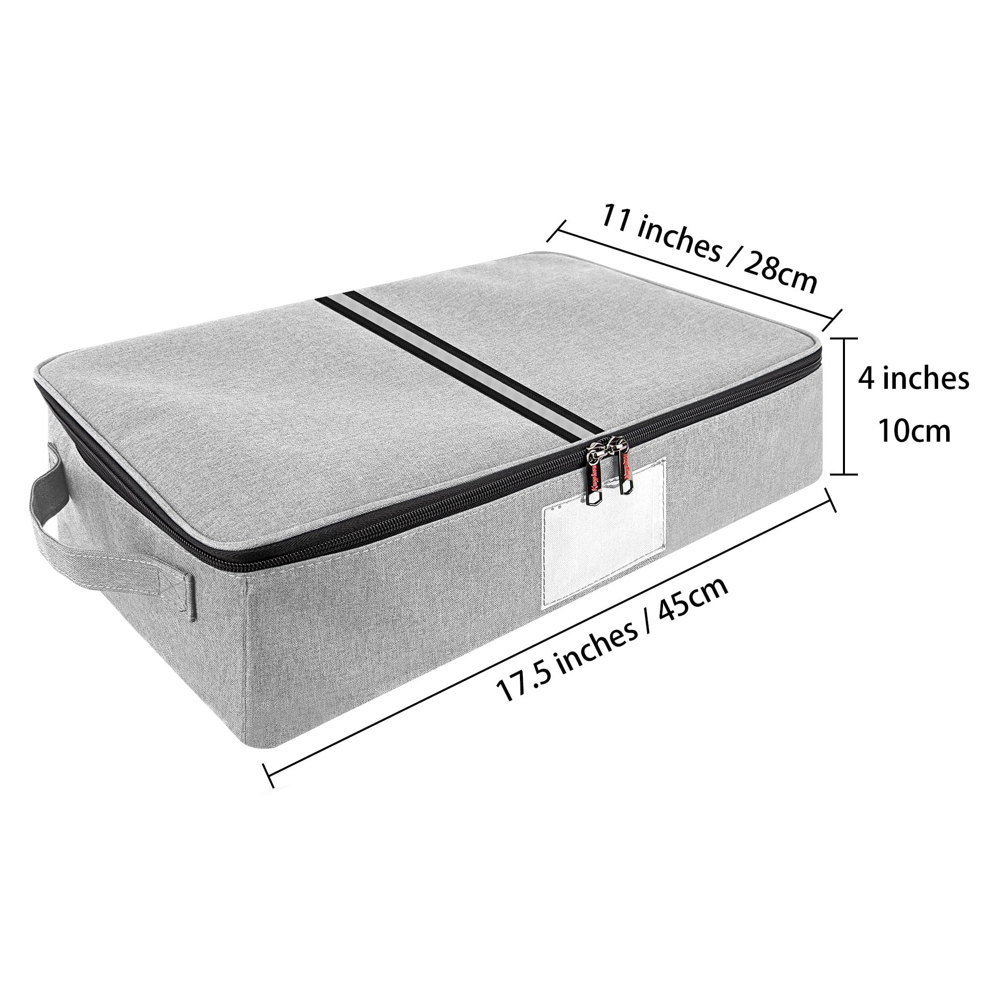 Kingshion Flatware Storage Case-5 Compartment Silverware Storage Container Box with Removable Lid and Easy to Carry Handles,Cutlery Storage Holder with Zipper Lid for Organizing Cutlery - Light Gray