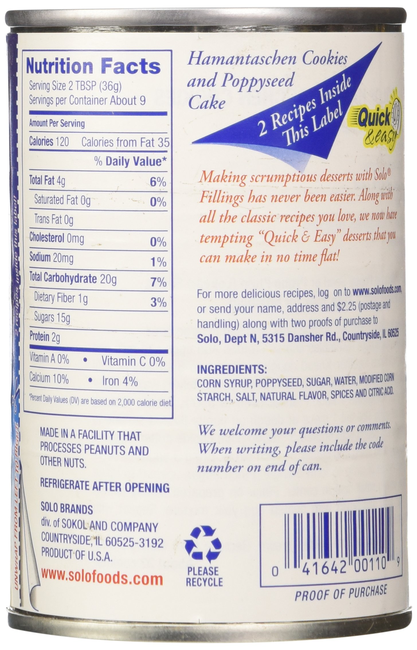 Solo Poppy Seed Cake & Pastry Filling