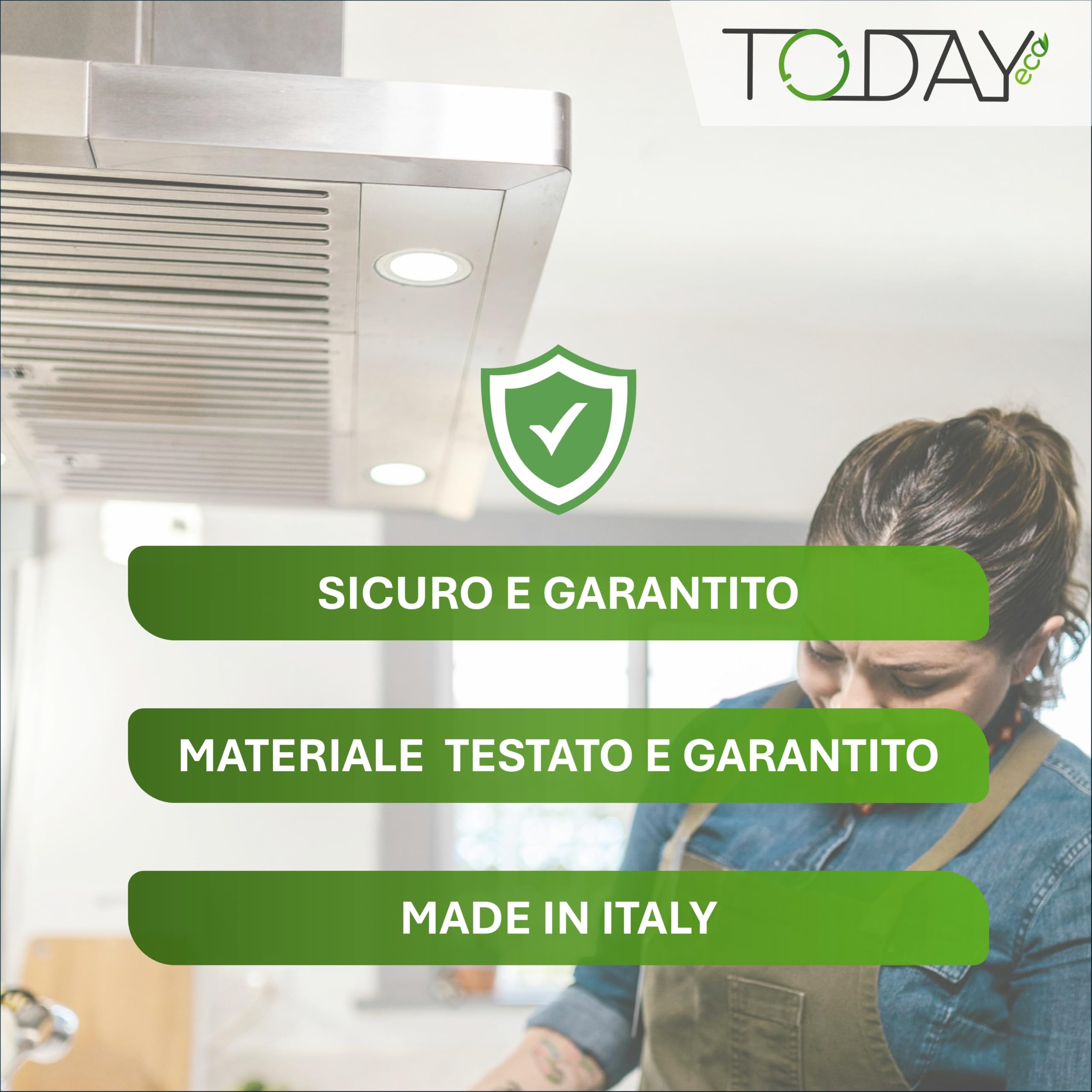 Today – Filtro Universale ai Carboni Attivi per Cappe da Cucina 40x100 cm – Ritagliabile, Antiodore, Trattiene Grasso e Umidità – Made in Italy