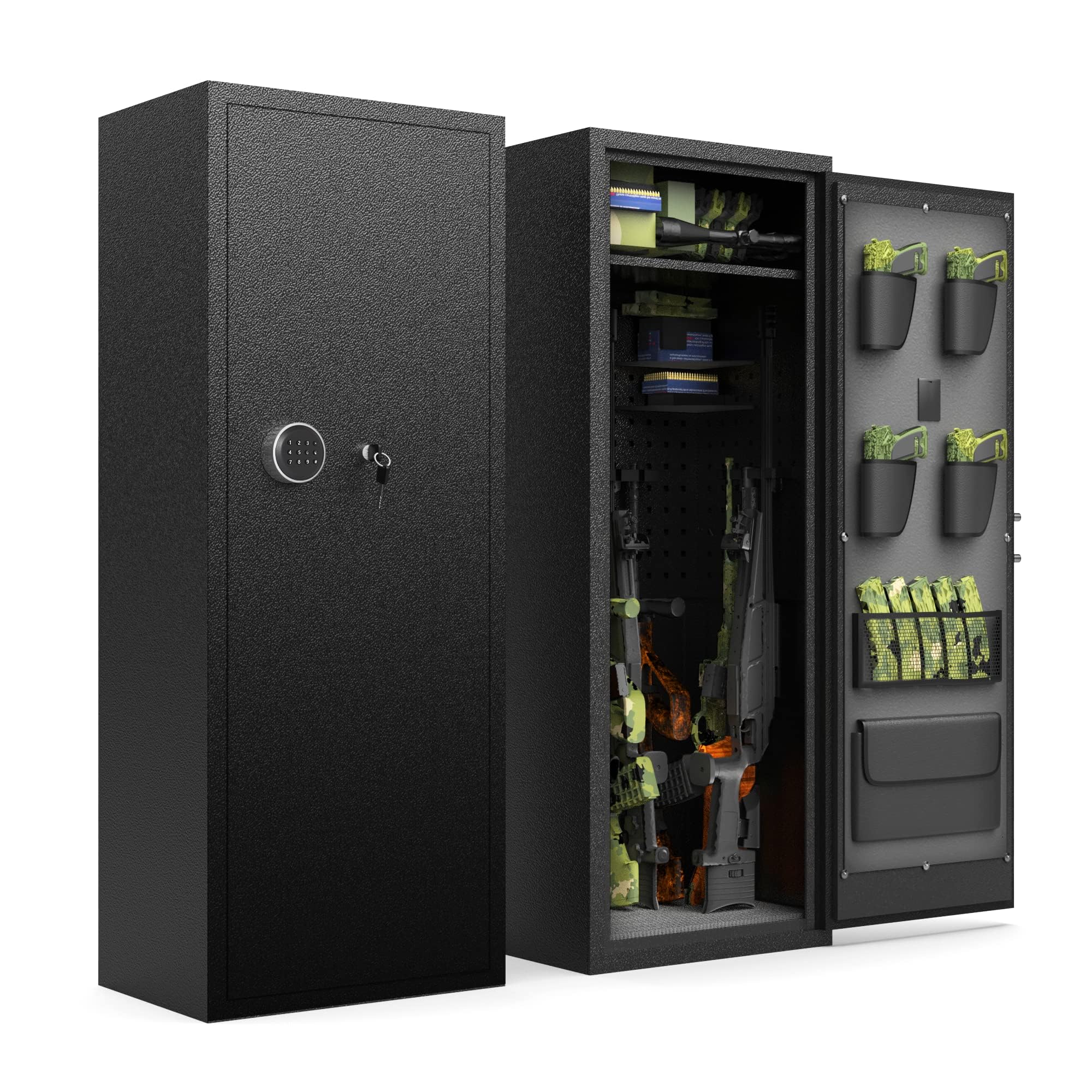 Atripark 10-12 Rifle Gun Safe, Gun Safes for Home Rifle and Pistols, Large Unassembled Gun Safes for Rifles and Shotguns, Gun Cabinet with Adjustable Pistol Rack, Pockets and Removable Shelf