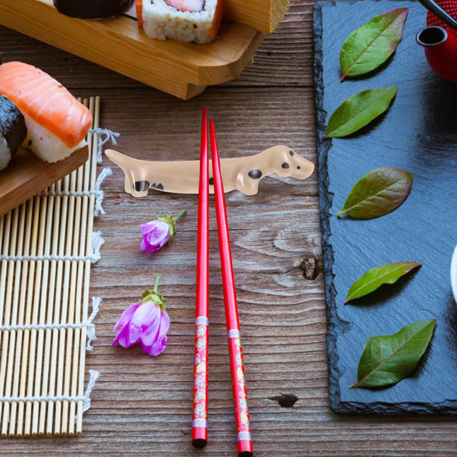 4pcs Ceramic Dog Chopstick Rest Stand for Chopsticks and Butter Knives