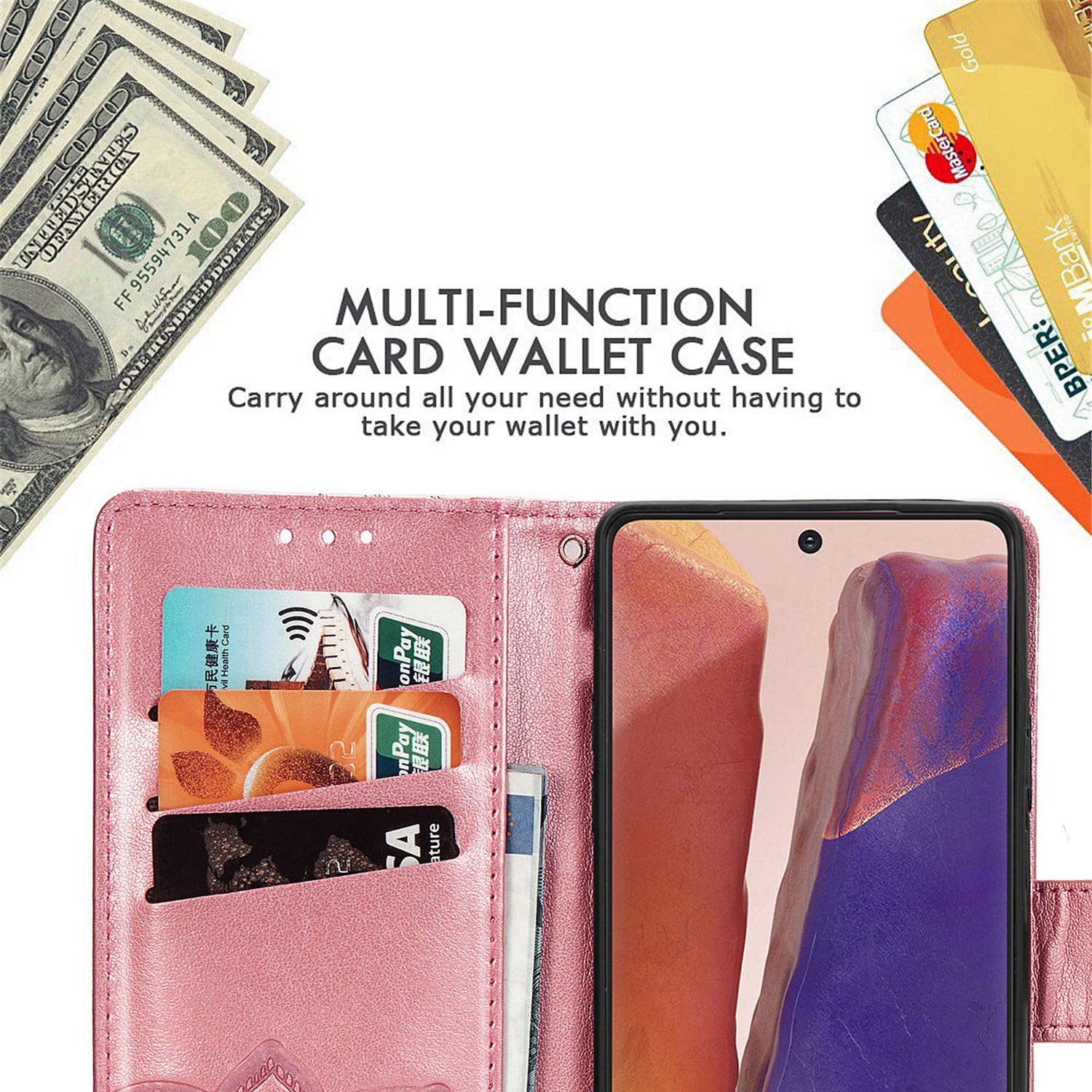 RanTuo Cover per Motorola Moto E20 Etui Custodia, con Slot per Schede, Staffa Incorporata, Custodia Flip Cover in Pelle PU per Motorola Moto E20.(Nero