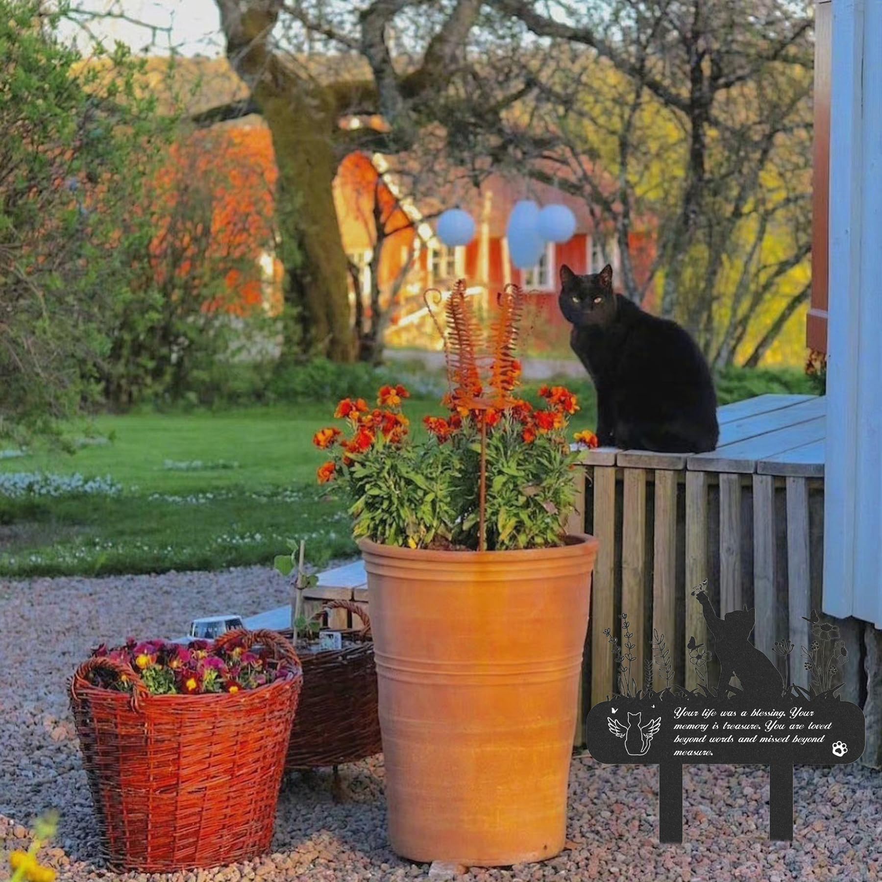Wasise Cat Memorial Plaques, 30 X 33.5CM Pet Memorial Plaques, Metal Cats Waterproof Cemetery Stakes - Image 3