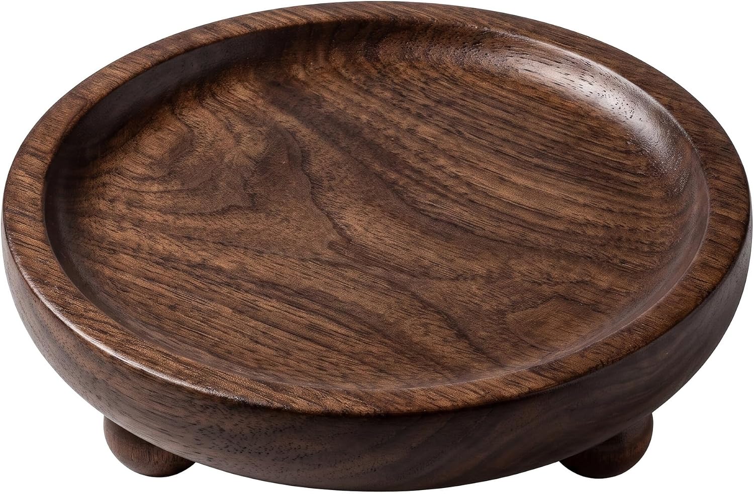 Wooden Jewelry Tray, Round Vanity Trinket Dish for Rings Earrings, Wood Aromatherapy Perfume Display Tray, Decorative Tabletop Tray for Dresser Bathroom Countertop Decor