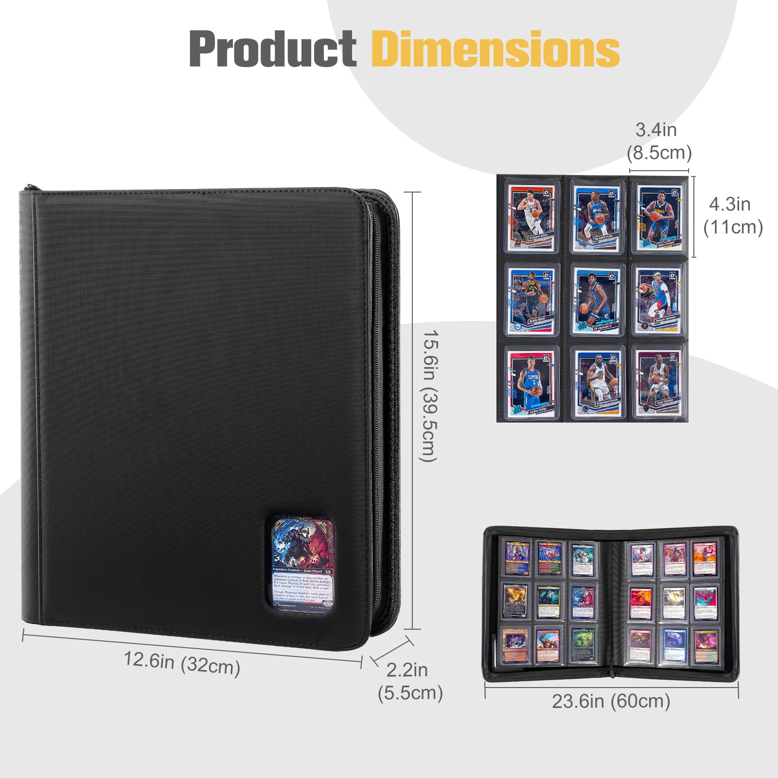 Amazon.com: ProCase Top Loader Binder, 9 Pocket Holds 324 Toploaders,  Waterproof PU Leather with Non-PVC Pockets for Trading Cards or Sports Cards,  Compatible with TCG, MTG in 3