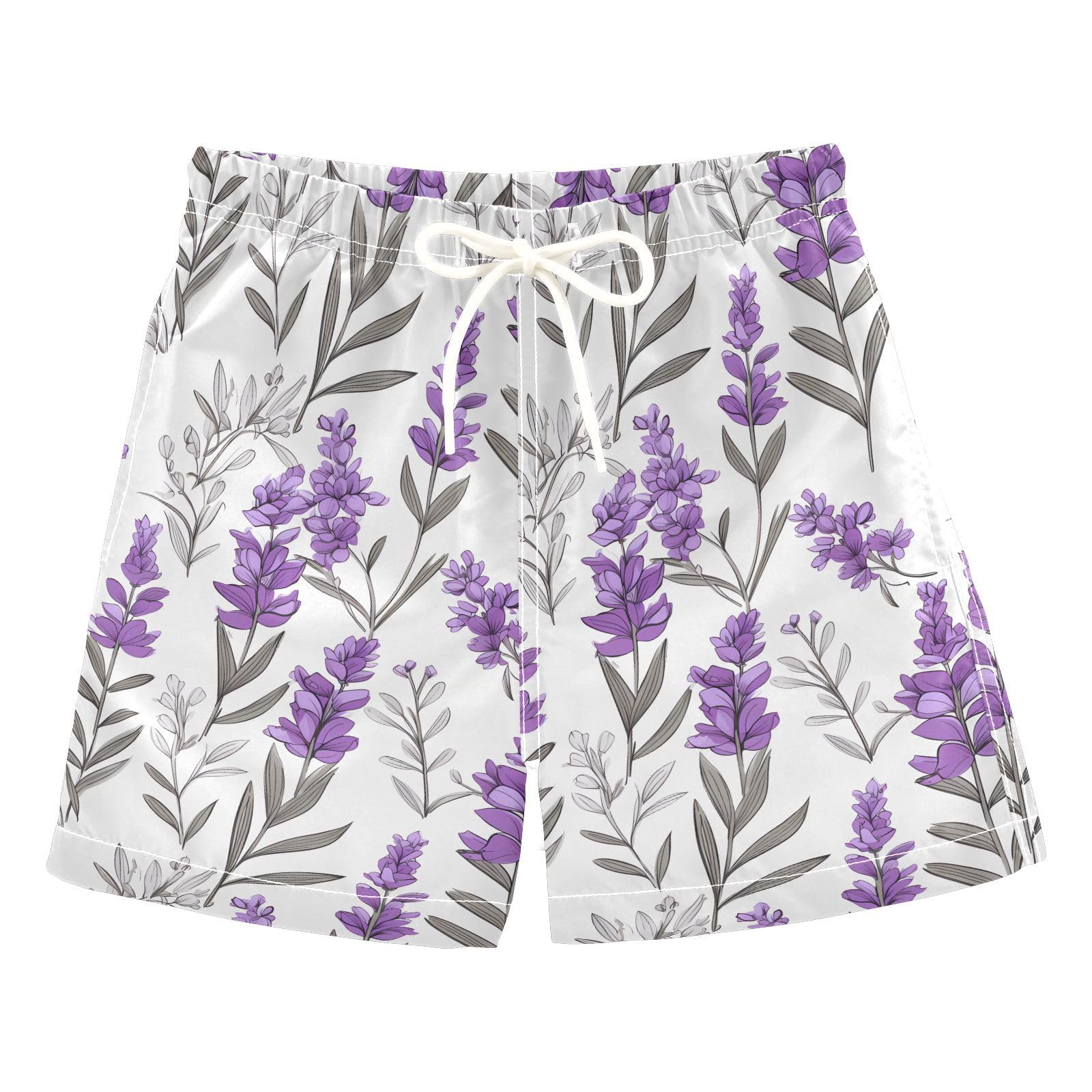 Purple Flowers Boys Swim Trunks Toddler Shorts Swimwear Boardshorts
