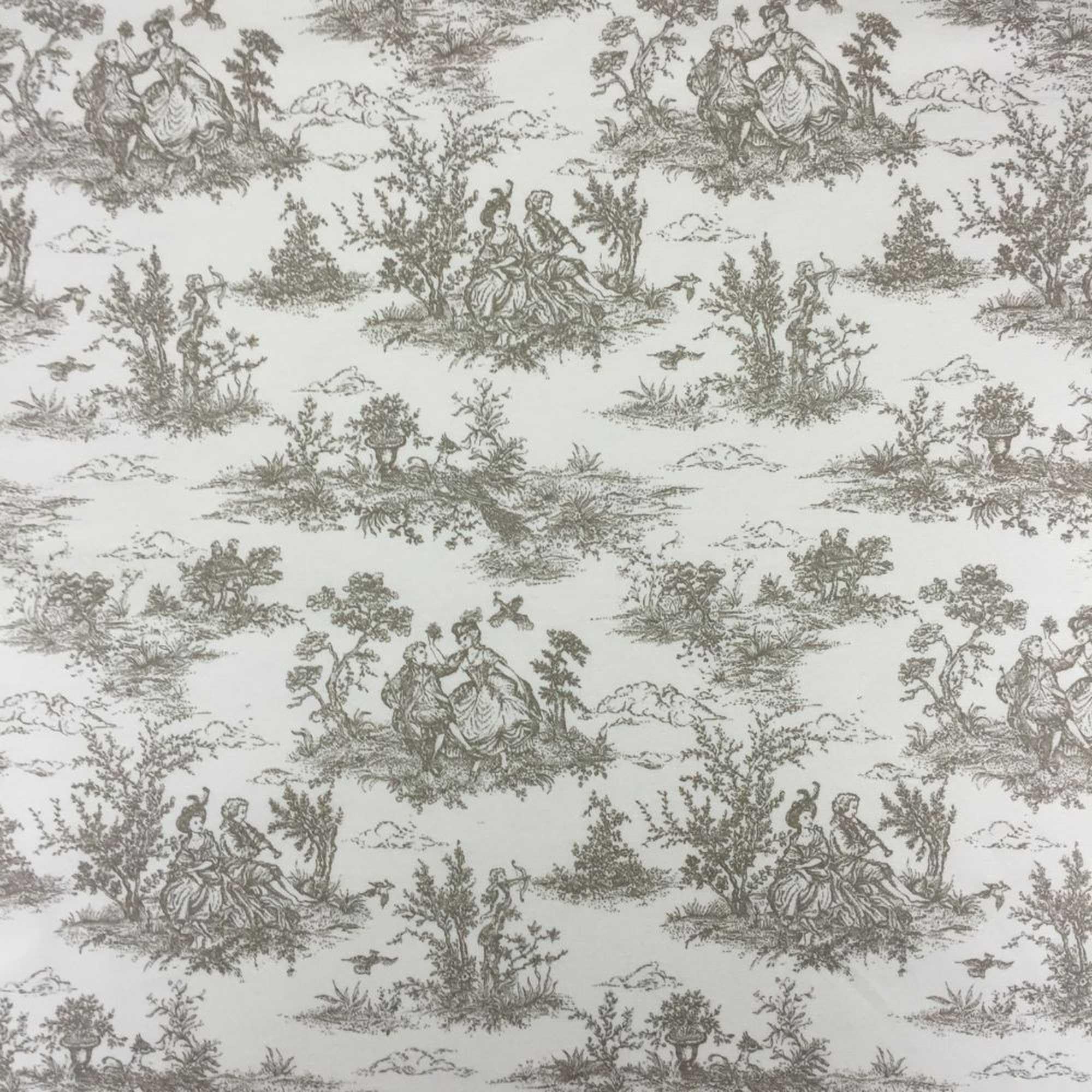 Toile De Jouy French Lovers Printed Cotton Rich Linen Vintage Look Dress, Curtain, Furnishing, Upholstery Home, Fabric Material (per Metre, Natural)