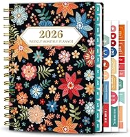Ymumuda 2026 Planner: Daily Weekly Monthly Views, Jan-Dec 2026, 8.4x6.3" Spiral Notebook with Tabs, Pocket & Stickers for Productivity