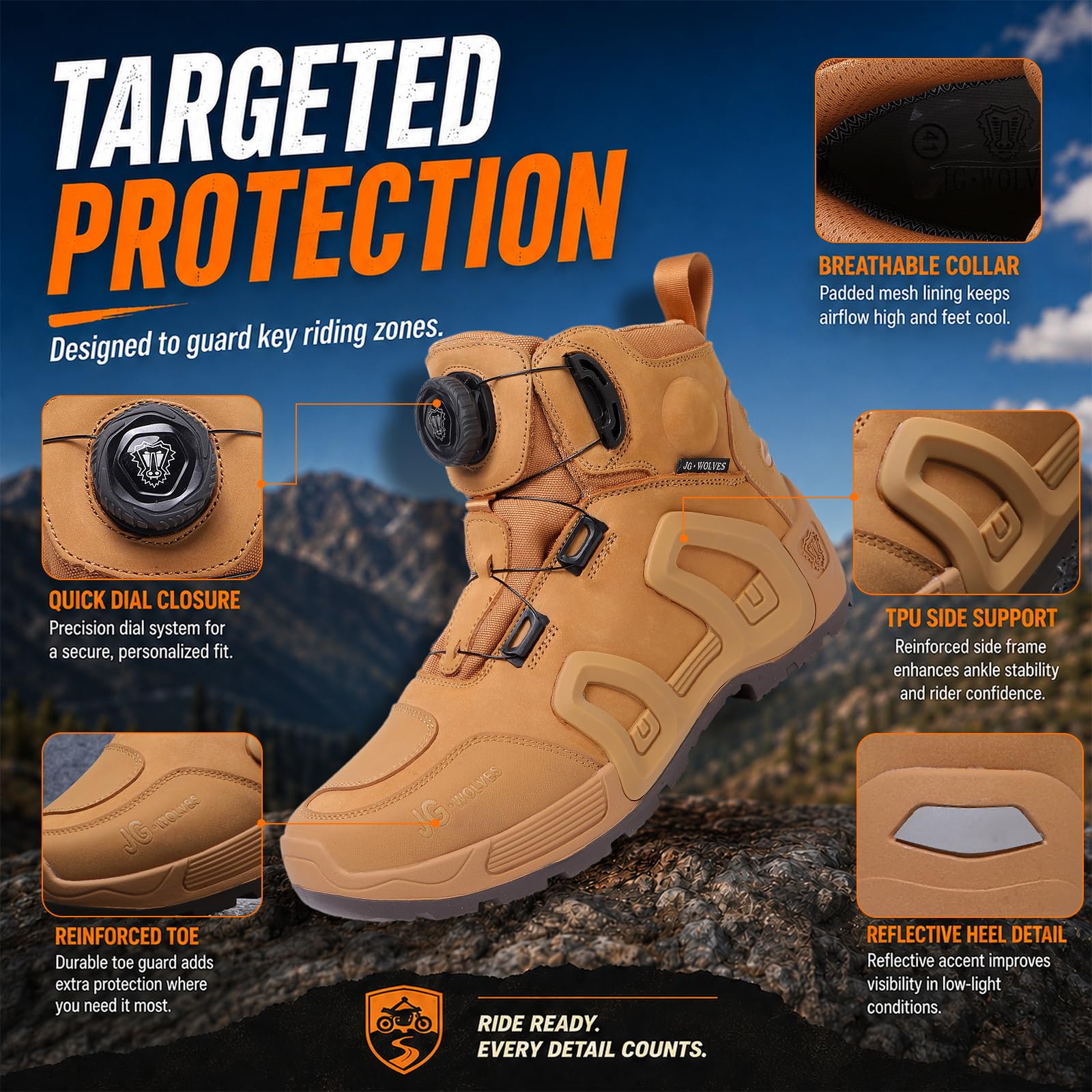 Scarpe da Moto Uomo Impermeabili Neri in Pelle con Protezione TPU