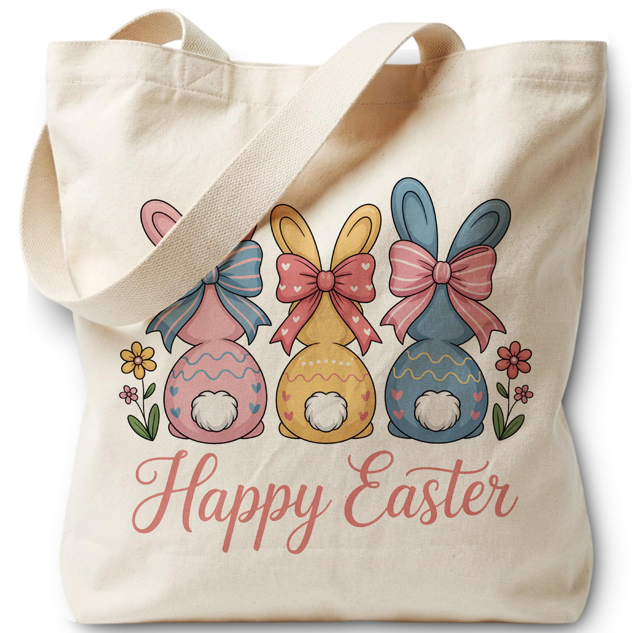 Aesthetic Happy Easter Tote Bag Gifts for Women Canvas Bag for Women Medium Size with inner Pocket