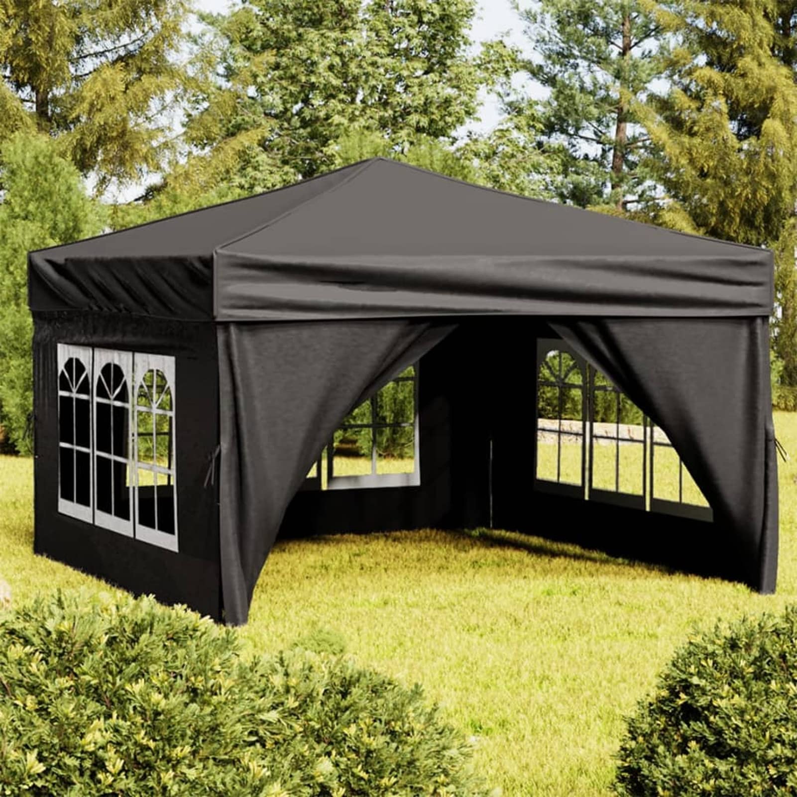 Homgoday Carpa Plegable para Eventos al Aire Libre - Impermeable, UV Resistent, 291x291x245 cm, Negro