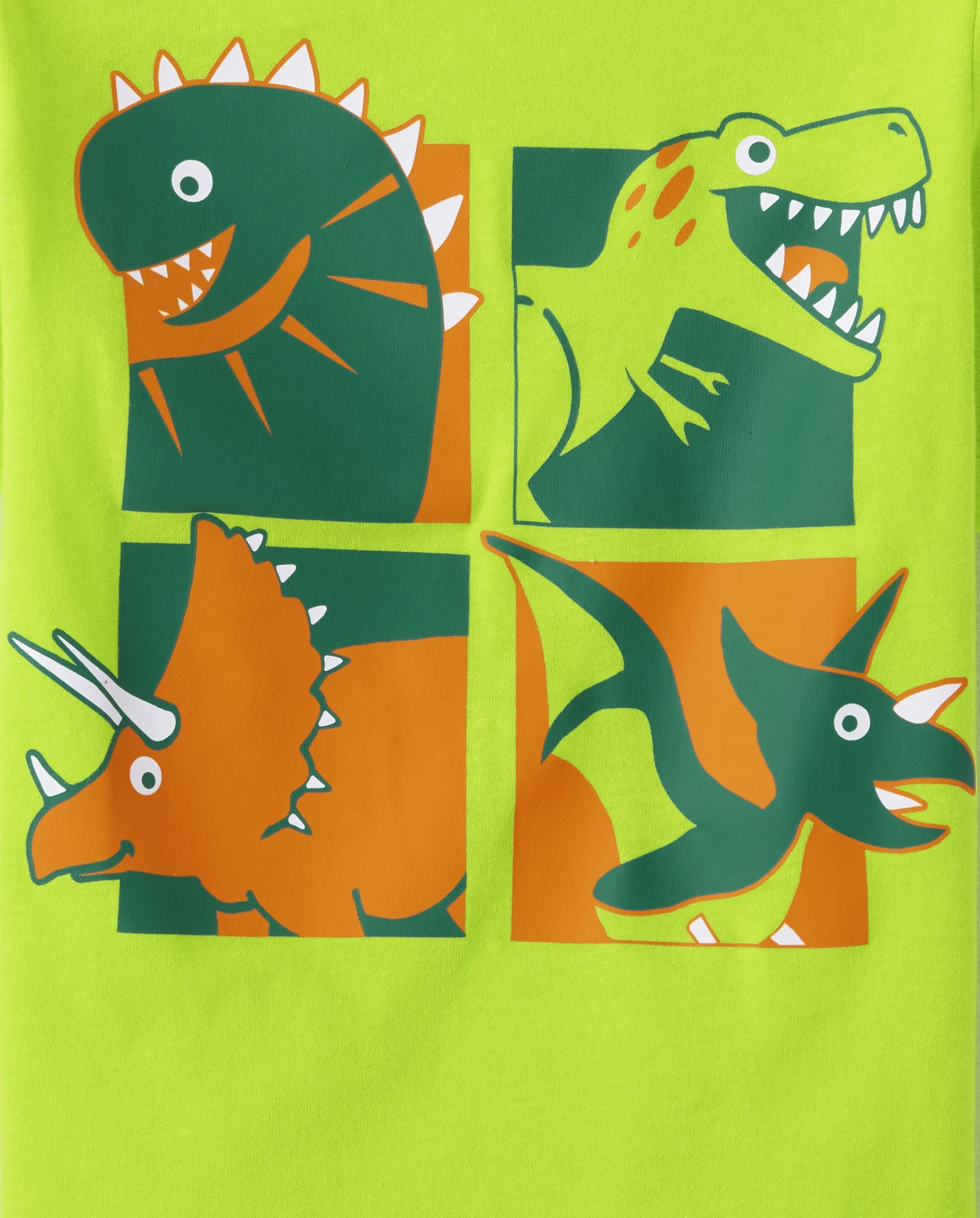 The Children's Place Camisetas unisex de manga corta con estampado de dinosaurios, animales, coches, 2 unidades