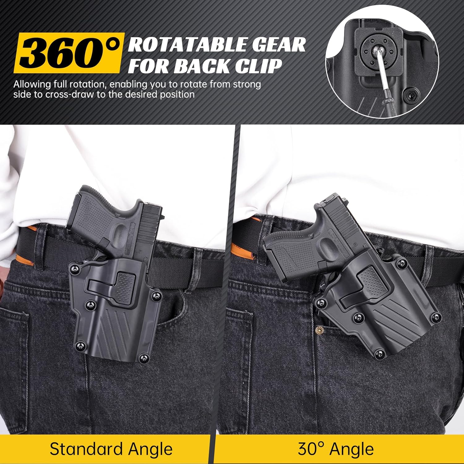 Universal OWB Gun Holster Fits Glock 17/19/22/26/43 Taurus G2/G2C/G3C Sig P365 P320 1911 Series Springfield Hellcat M&P 9mm Most Popular Full Size & Compact Pistols, Index Finger Release, Right Hand