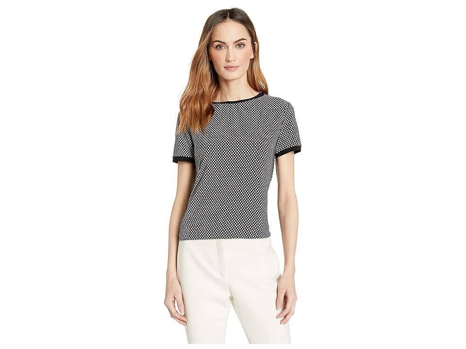 

Anne Klein Printed ITY Button Back Top (Anne Black/Bolshoi Grey) Women's Clothing