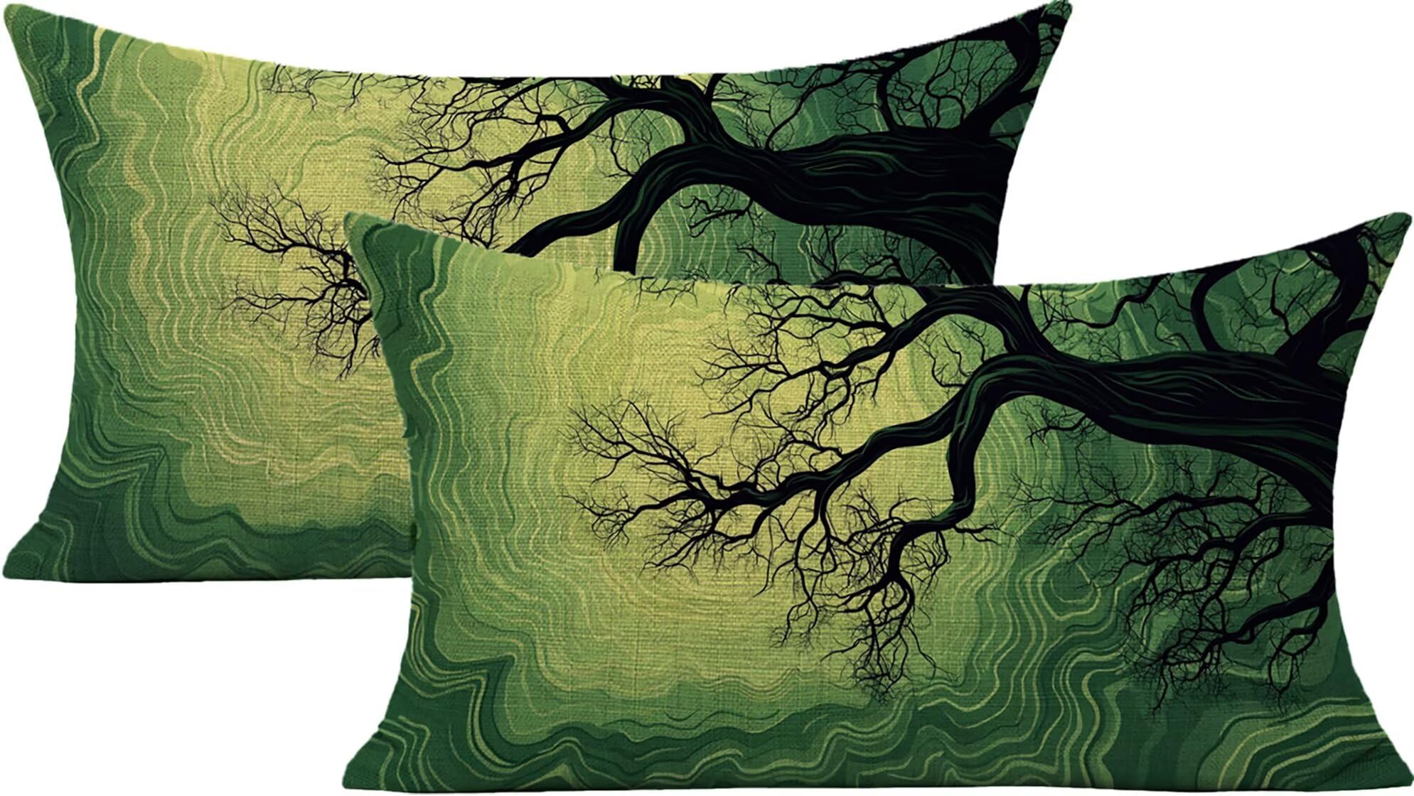 Housse de Coussin Extérieur Imperméable 40x60 Vert Lot de 2 Lpfieonn en Lin pour Jardin