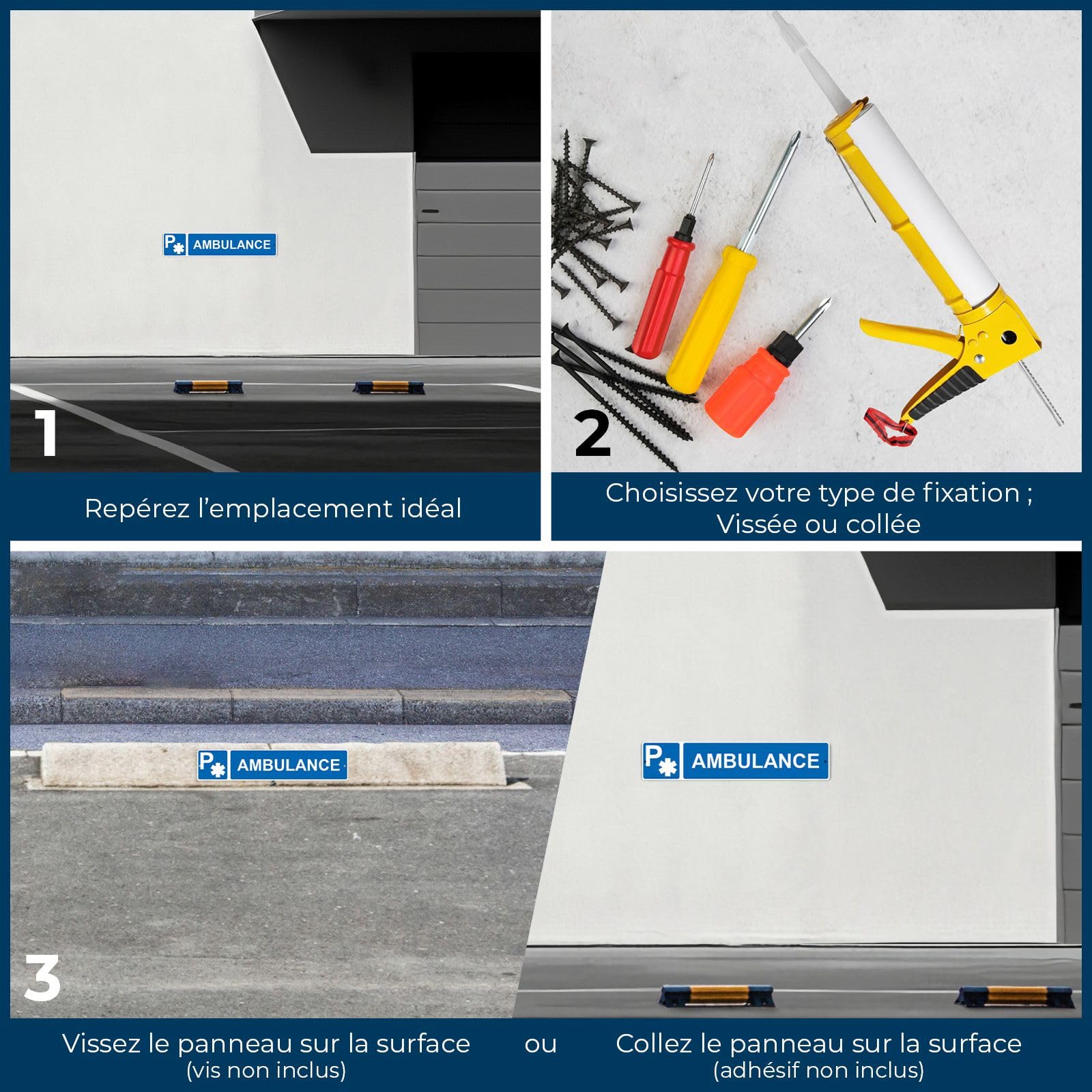 DECOHO - Panneau de signalisation pour parking · Accueil - 48 x 10 cm - Bleu