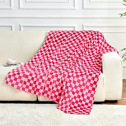 FY FIBER HOUSE - Manta de franela de vellón a cuadros, suave y acogedora, con estampado a cuadros, patrón de ajedrez para cama, sillón y sofá, 50 x