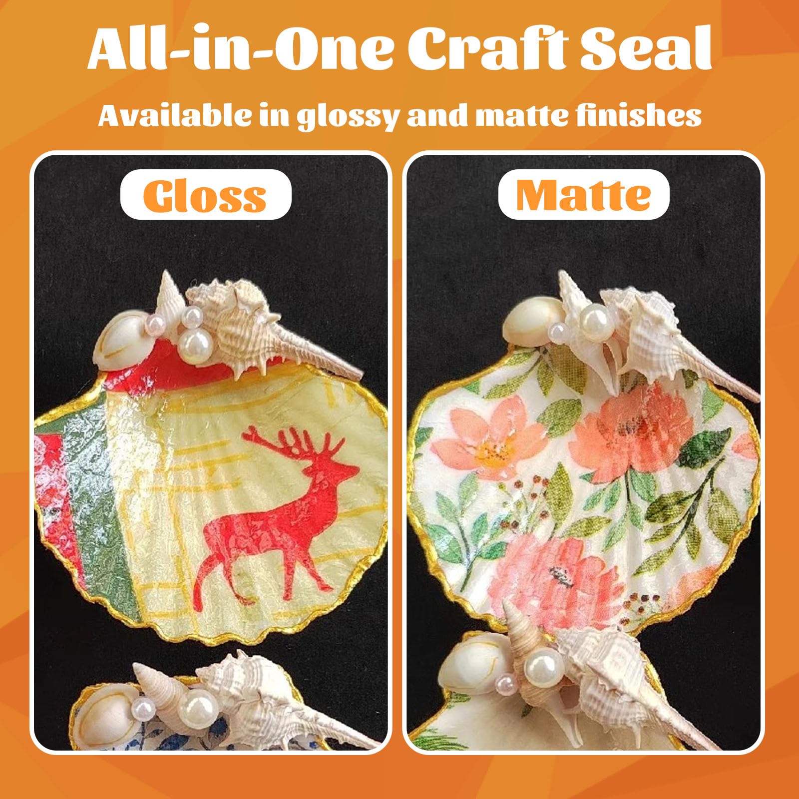 Sealer, Decoupage Glue & Gloss Finish, All-in-One Clear Craft Glue, Perfect for Indoor and Outdoor DIY Crafts and Art Projects, with Quick Dry & Cure Time (Gloss)