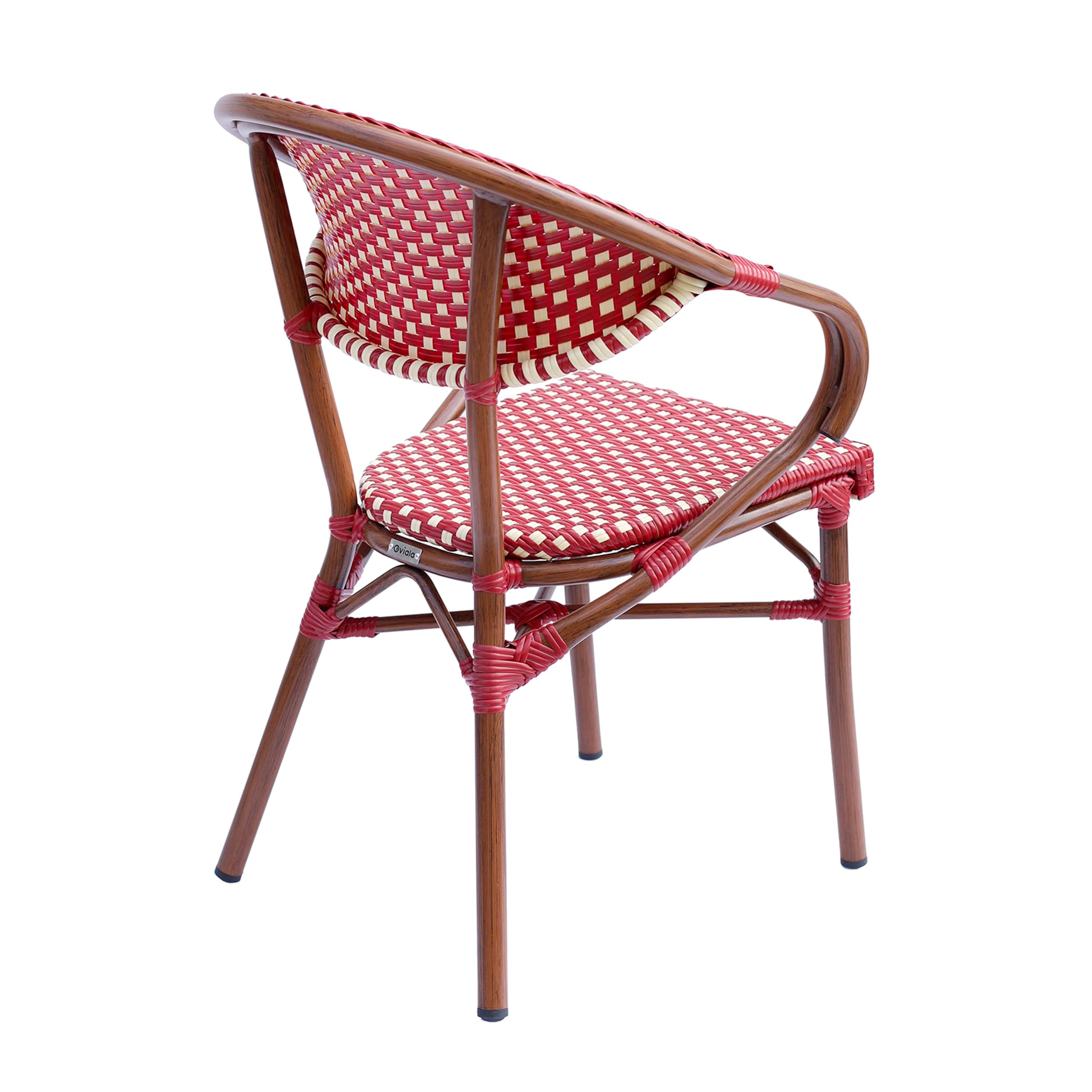 Oviala Fauteuil de terrasse bistrot Parisien en Aluminium Rouge