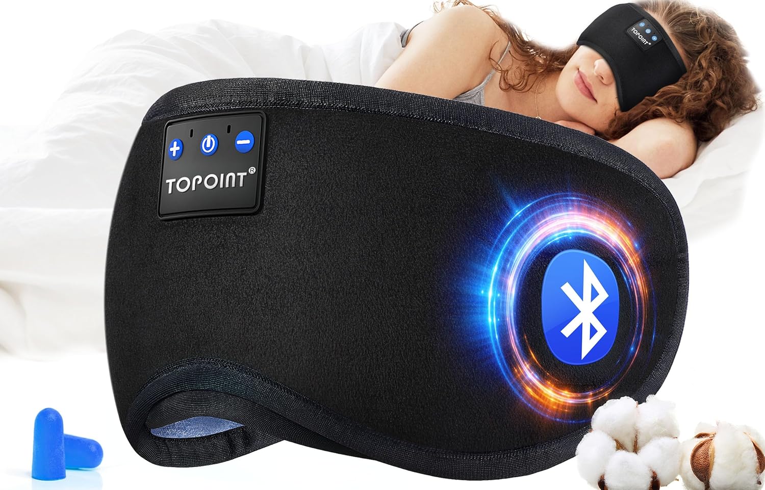 (Bluetooth Mask) Bluetooth Sleep Eye Mask Wireless Headphones, TOPOINT Upgrade Sleeping Travel