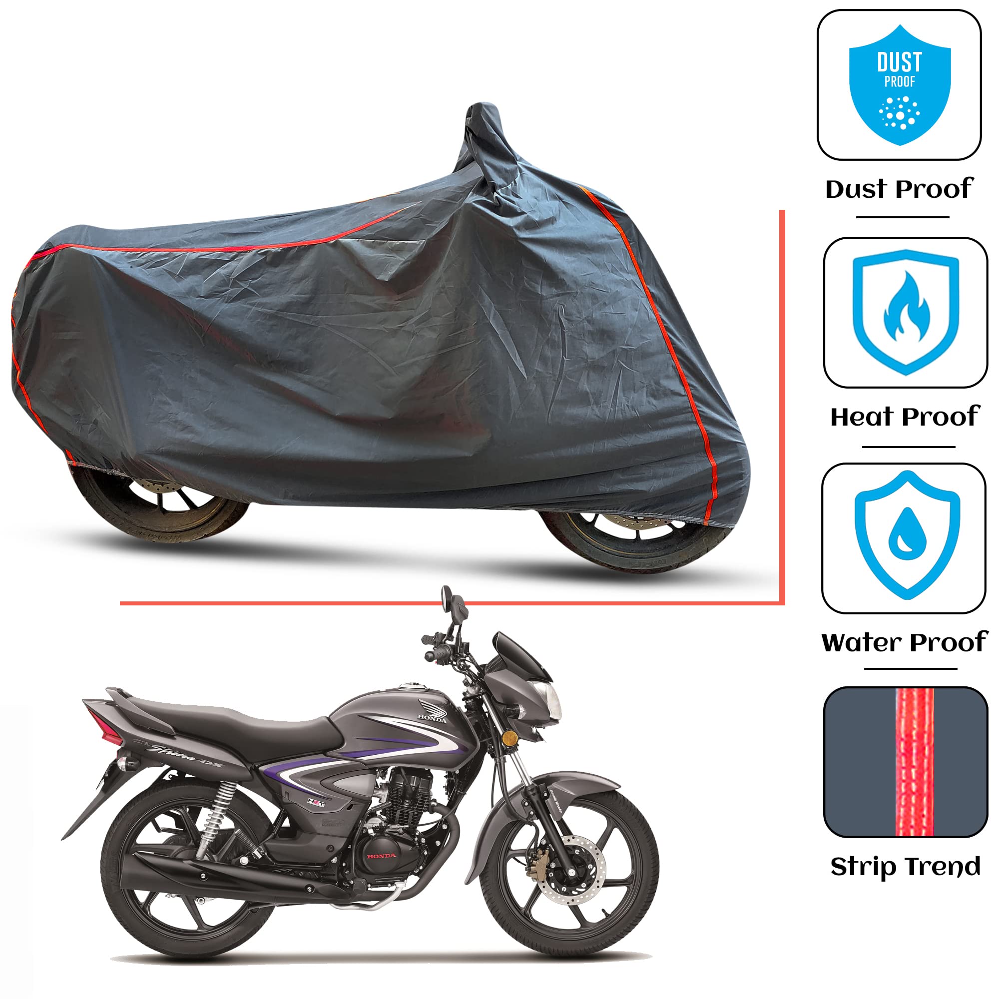 FAMEXON HYPRA Nylon Waterproof Cover with Piping Design Long Last All Weather Cover for Honda CB Shine