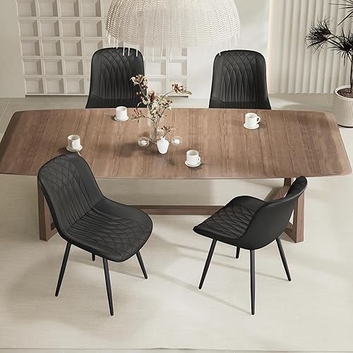 Miniatura 7 de YOUNIKE Juego de 2 sillas de comedor negras con respaldos altos, sillas modernas de cocina y comedor de mediados de siglo, sillas de comedor