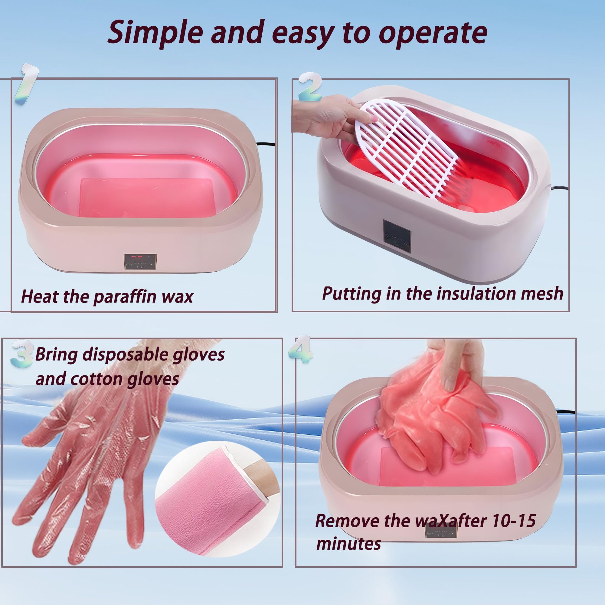 Baño de cera de parafina para manos y pies | Kit de terapia de cera hidratante para suavizar la piel seca de manos, codos y pies | Tratamiento de spa para el hogar y el salón