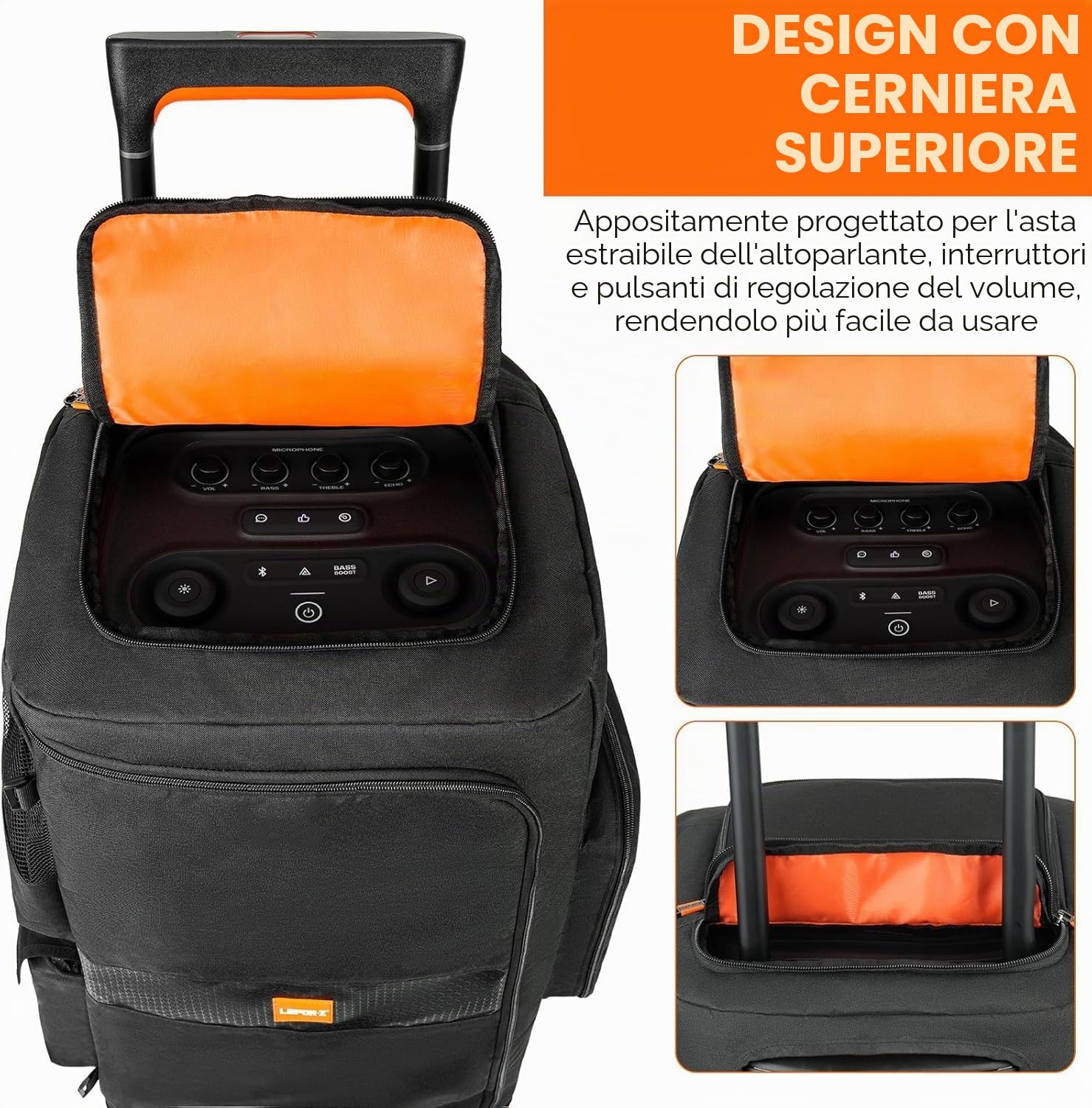 Custodia per altoparlanti compatibile con JBL PartyBox 320, custodia antipolvere per altoparlante portatile, adatta per JBL PartyBox 310, per viaggi all'aperto, nero+arancione, solo copertura