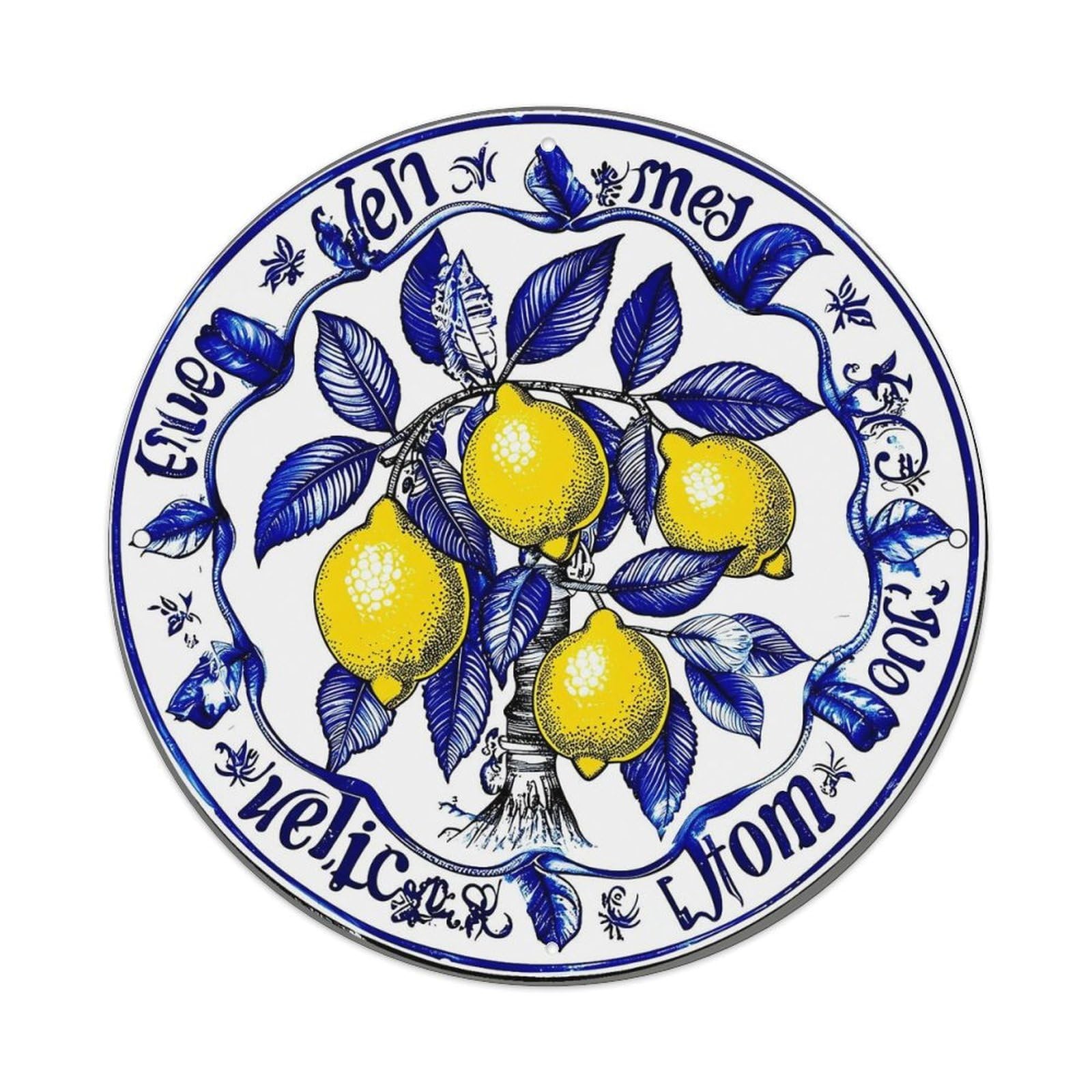 Jdyansheng Vintage Blue And Yellow Lemon Branch Tin Sign Metal Poster Metal Signs For Home Man Cave Bar Cafe Kitchen Laundry Room Wall Decorations 8X8 Inches