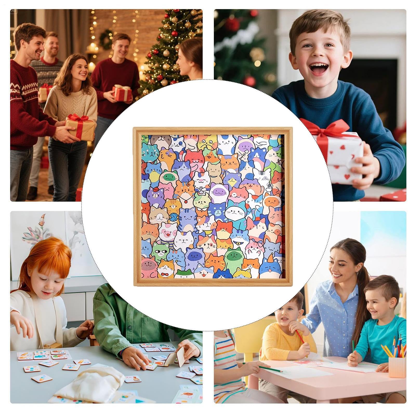 Puzzle Drewniane Kolorowanki Drewniane Zabawki Edukacyjne | Puzzle Zwierząt z Ramką na Zdjęcia dla Dzieci Chłopców Dziewczynek w Domu Podróży Sypialni Święta Urodzin Bożego Narodzenia