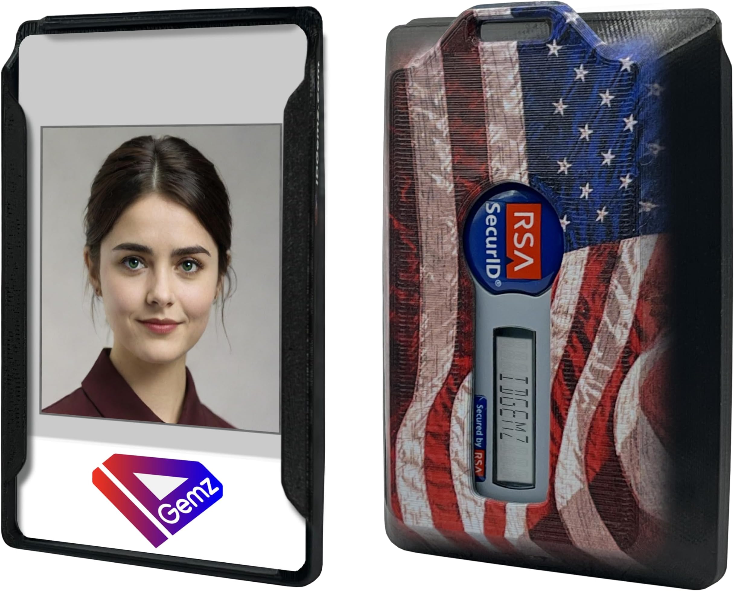 American Flag Badge Holder for RSA SecurID Token - Holds up to 3 Badges (Holds 1 Token)