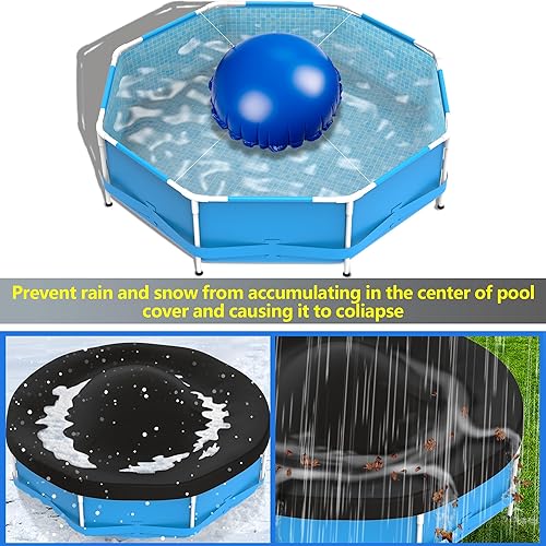 Miniatura 3 de 4 almohadas de aire de piscina para piscinas sobre el suelo, cubierta redonda de invierno de 4 x 4 pies, ecualizador de hielo, soporte de cierre de