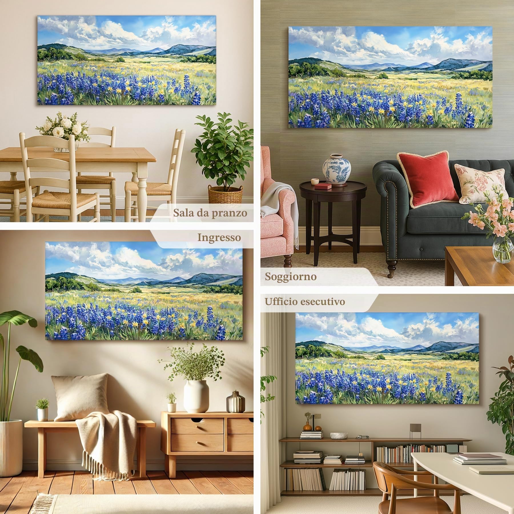 MHARTK66 Quadri Moderni Soggiorno Grandi, 73x146 cm XXL Stampe da Parete Campo di Fiori Selvatici, Quadro Camera da Letto Su Tela Decorazioni Parete Bagno Ufficio Sala Da Pranzo