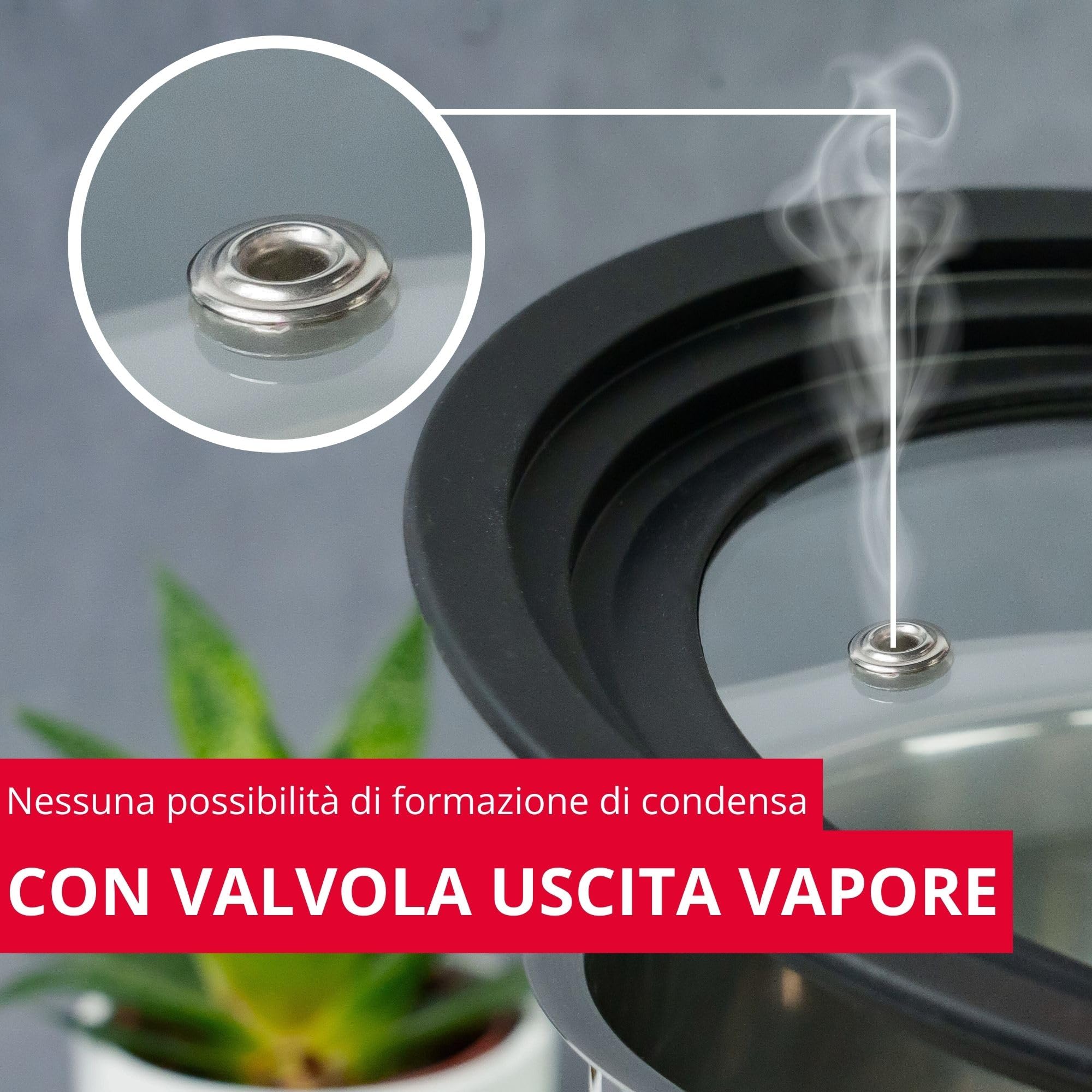 Westmark Coperchio universale con bordo in silicone - Versatile per pentole e padelle con Ø da 24 a 28 cm, vetro di sicurezza resistente al calore - 290 × 290 × 51 mm