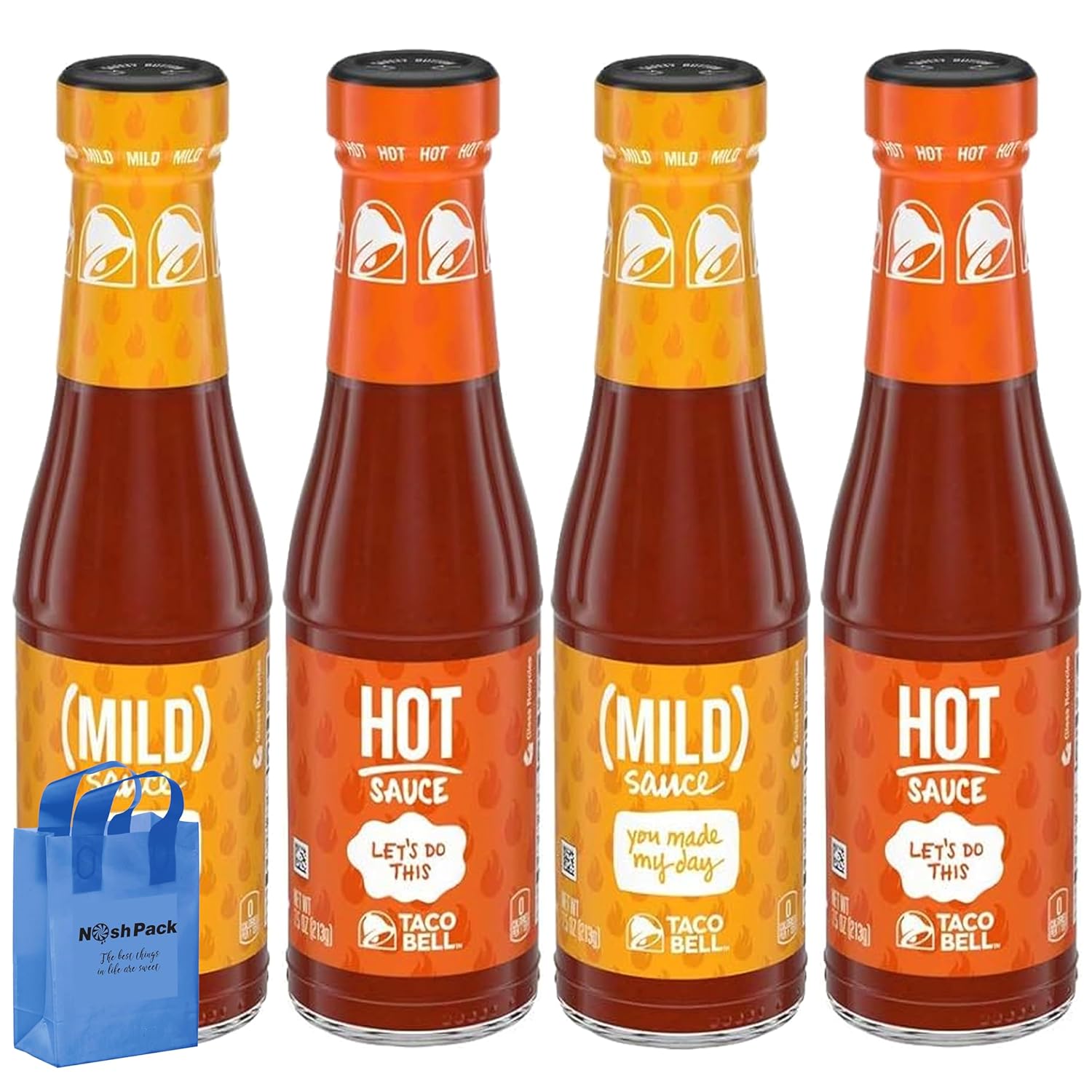 Taco Bell Hot Sauce Assortment, 4 Pack Hot Sauce and Mild