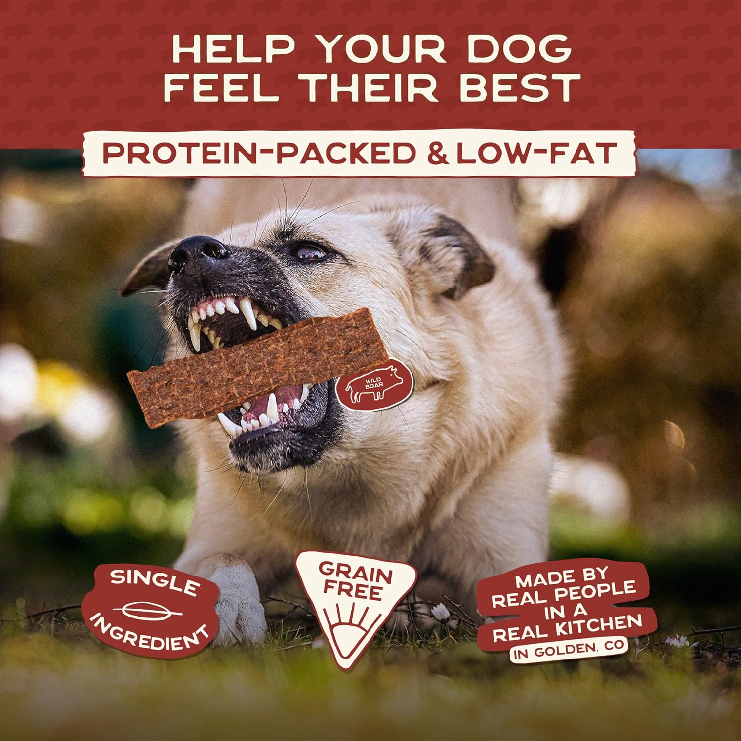 Smart Cookie 100% Wild Boar Jerky Dog Treats - Single Ingredient Hypoallergenic Training Treats for Dogs and Puppies with Sensitive Stomachs - 100% Boar Meat, Grain Free, Made in USA - 3oz (3 Pack)