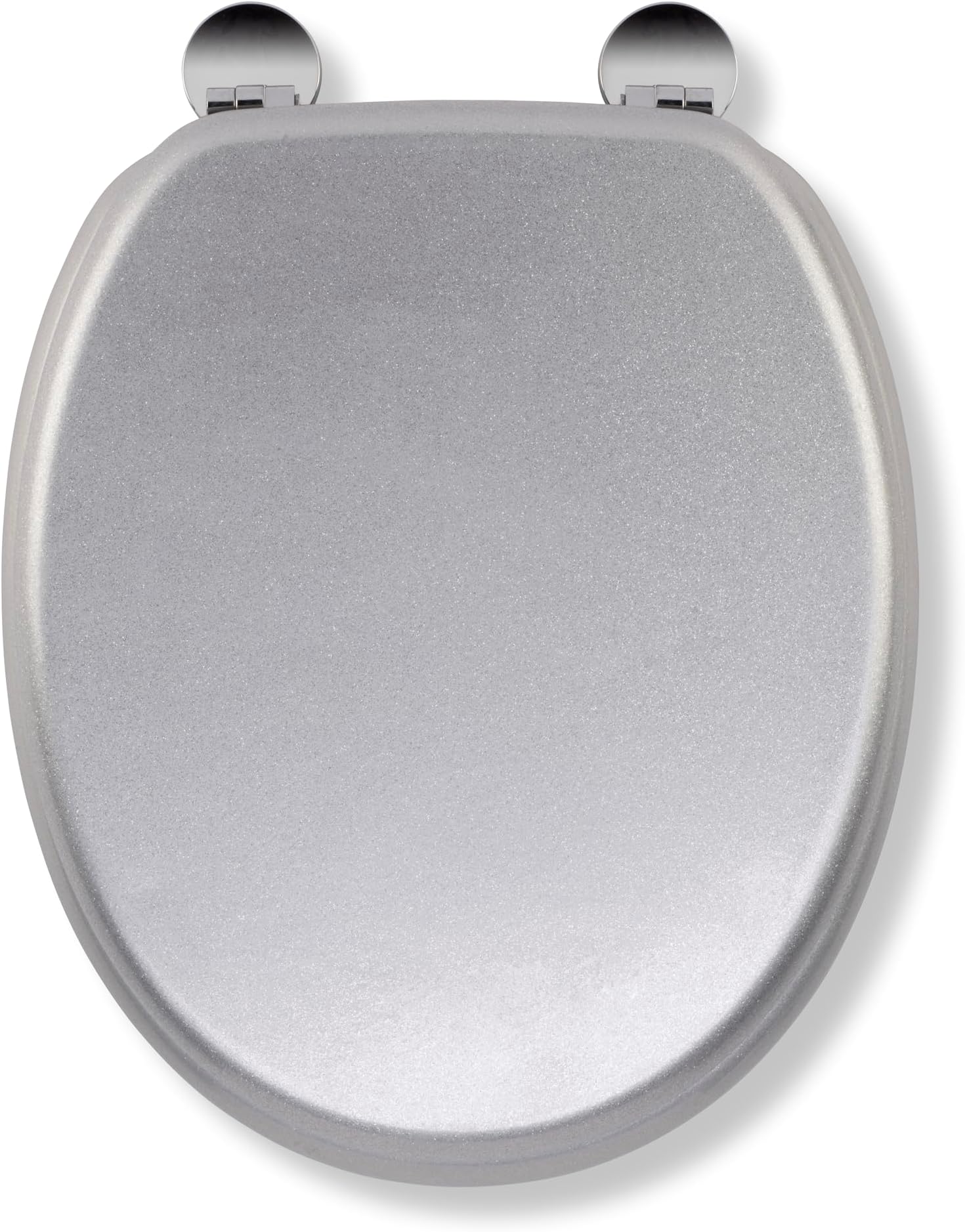 Croydex Flexi-Fix Silver Quartz Toilet Seat - Adjustable Hinges with Top & Bottom Fixings Include and an Antibacterial Treated Surface, Heavy Duty Wooden Toilet Seat